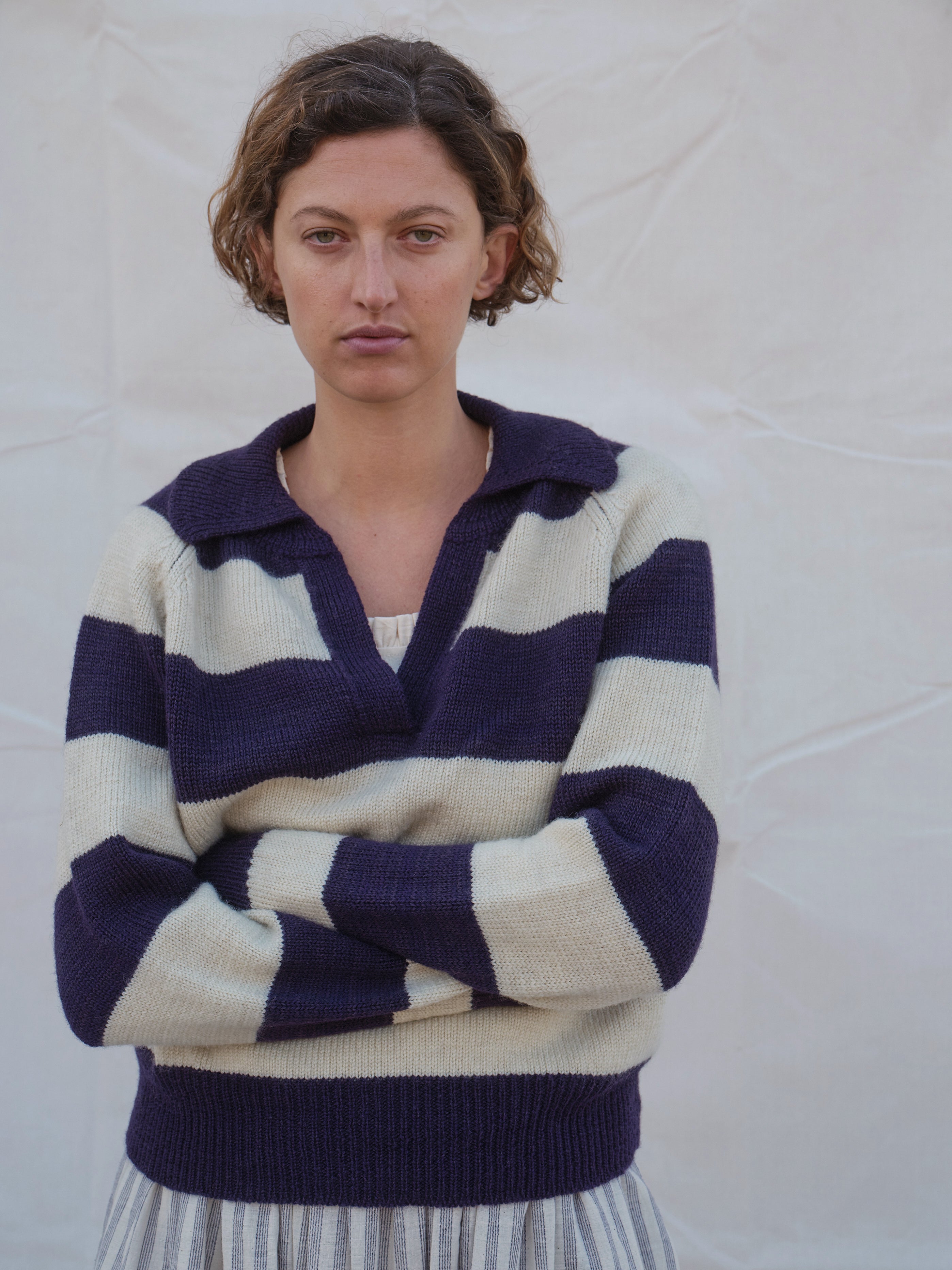 Pendle Jumper in Damson & Ecru
