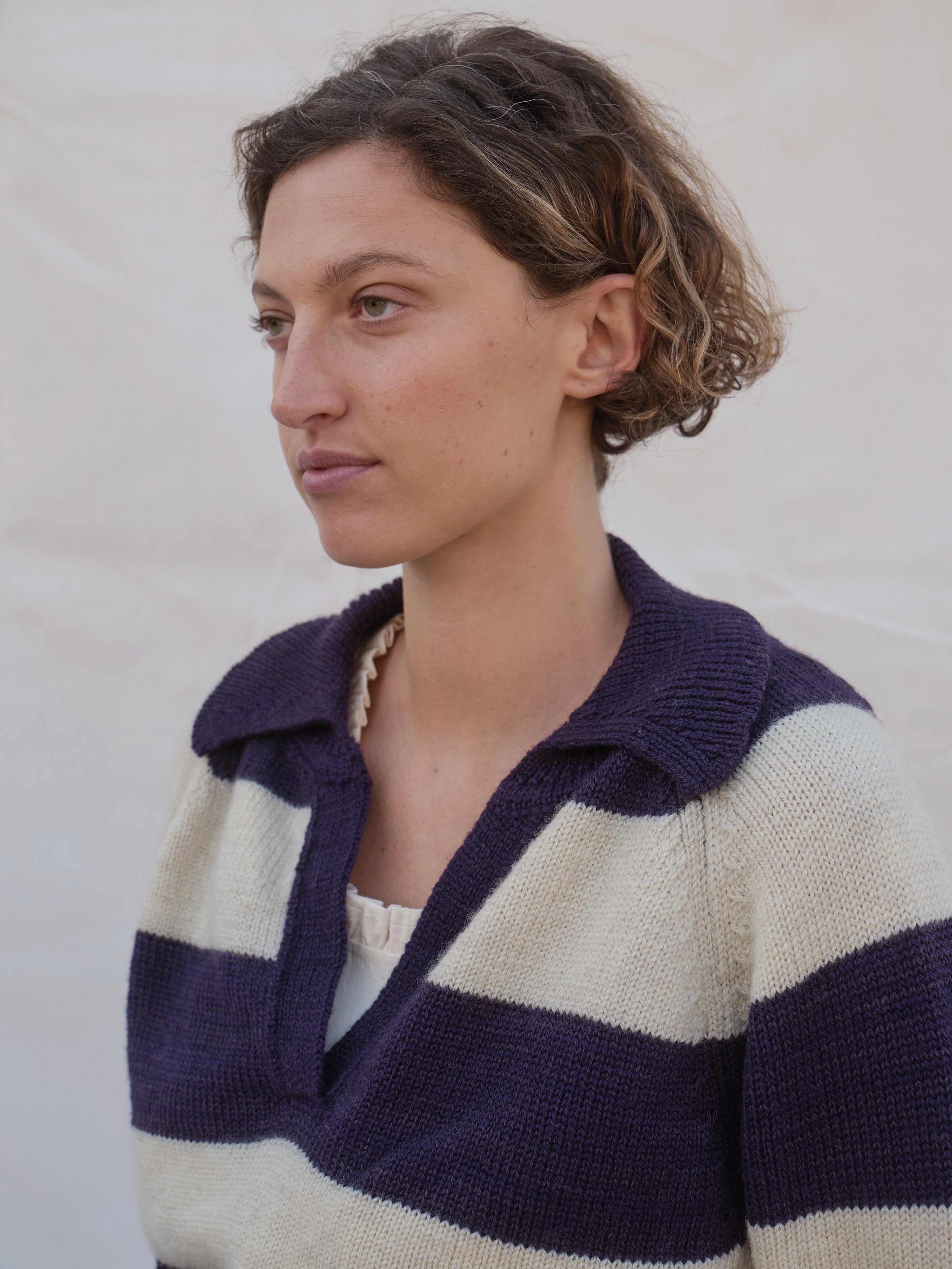 Pendle Jumper in Damson & Ecru