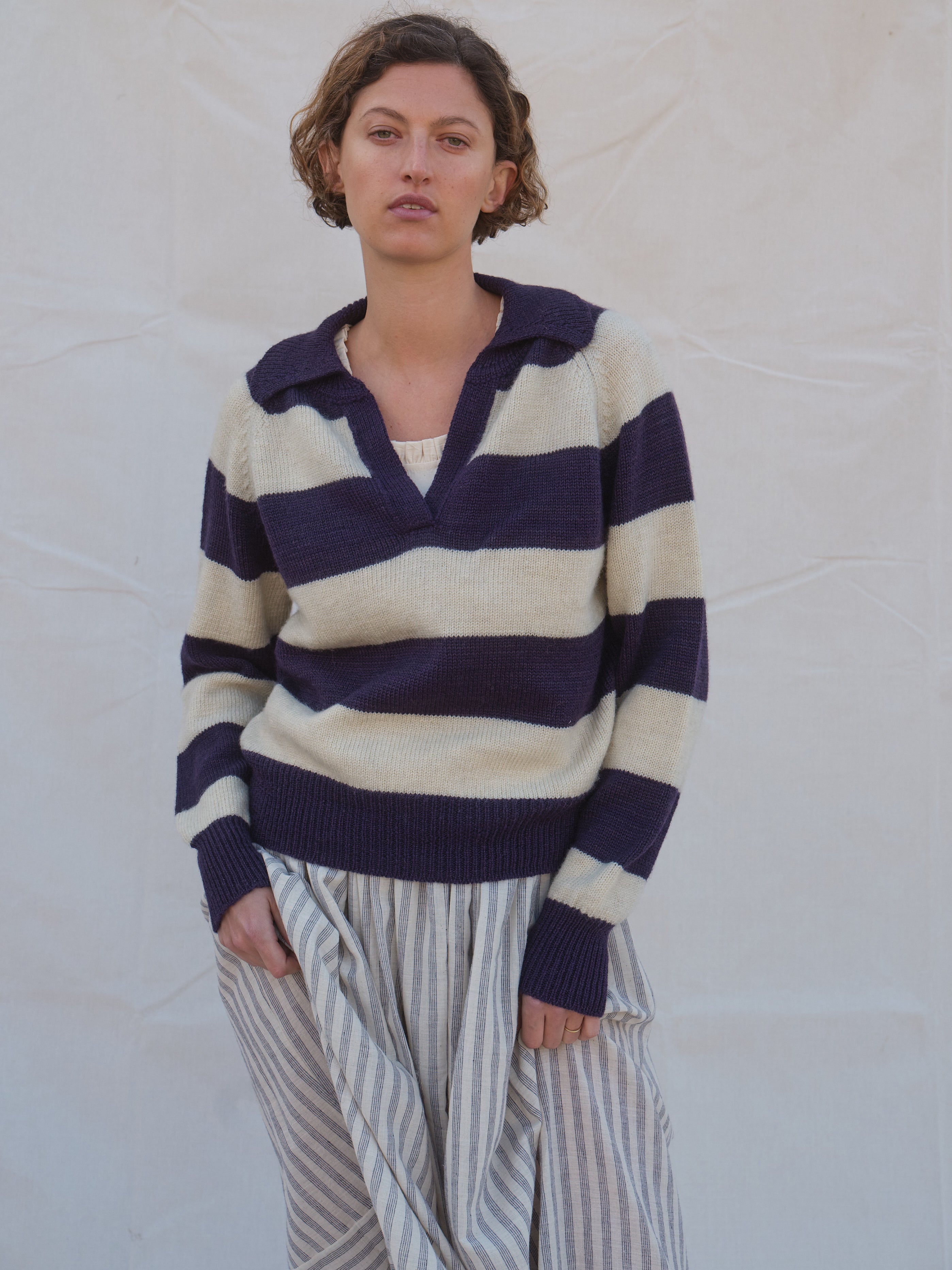 Pendle Jumper in Damson & Ecru