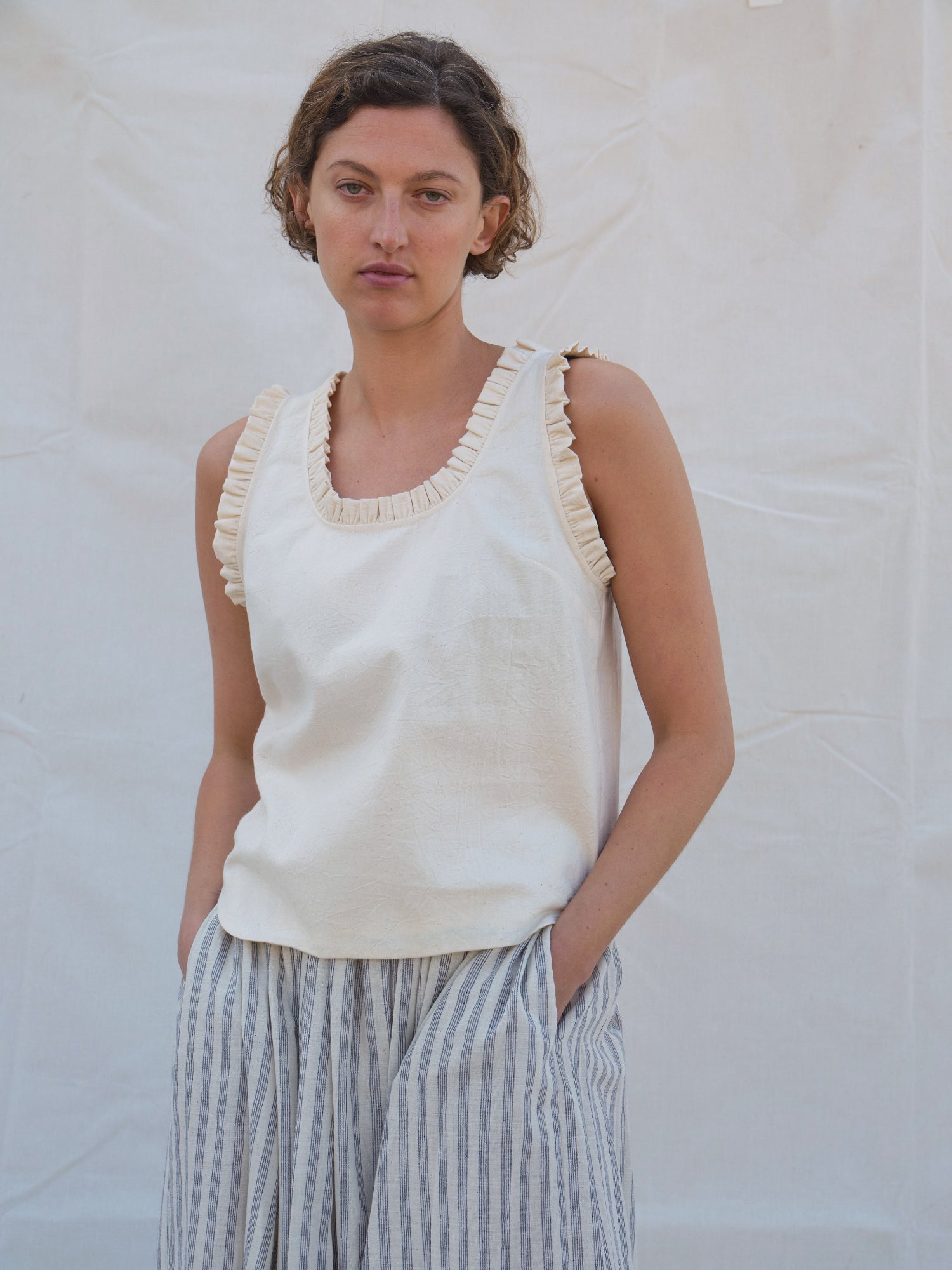 Quince Vest in Cream Canvas