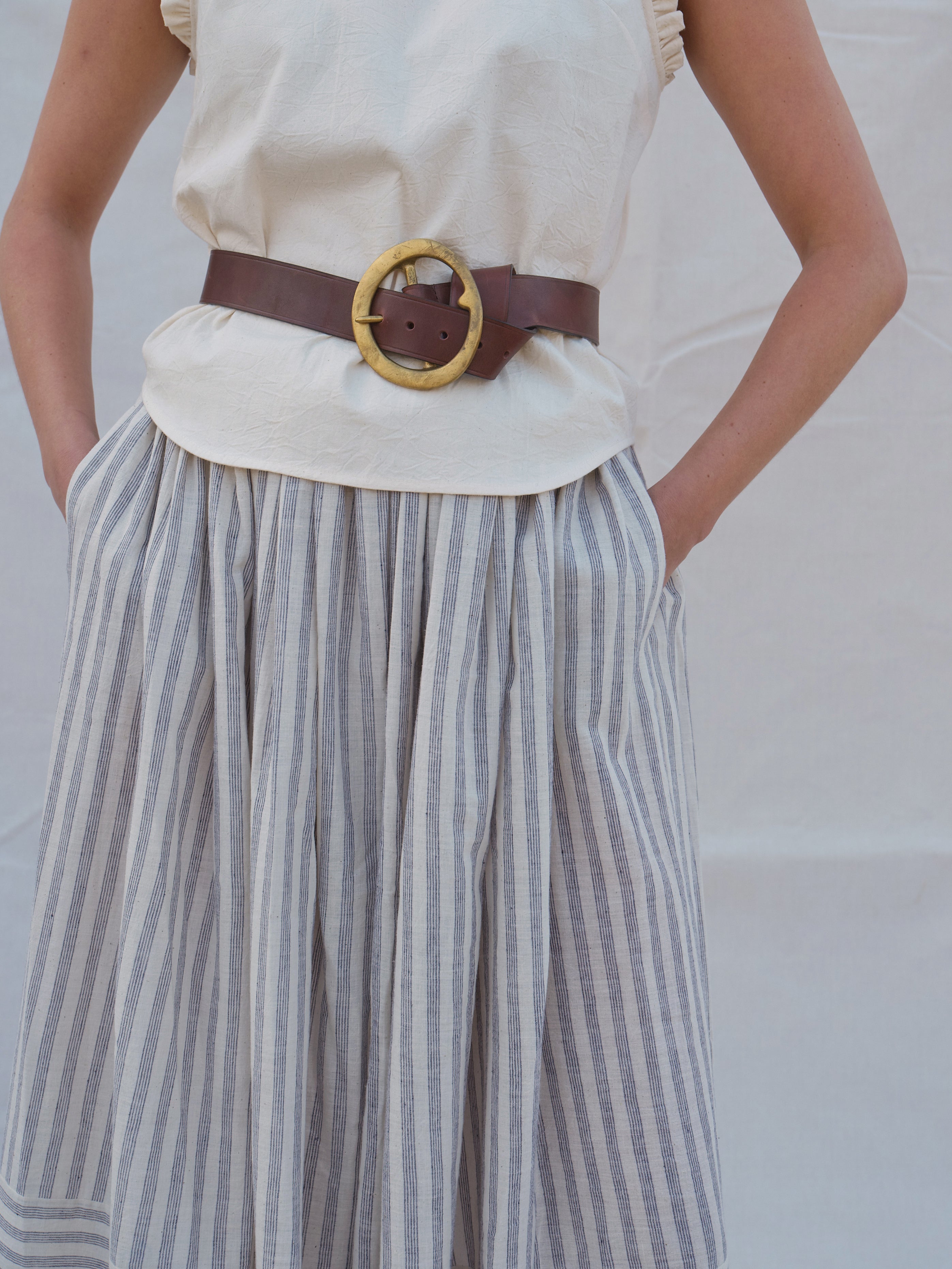 Pippin Skirt in Fine Navy Stripe