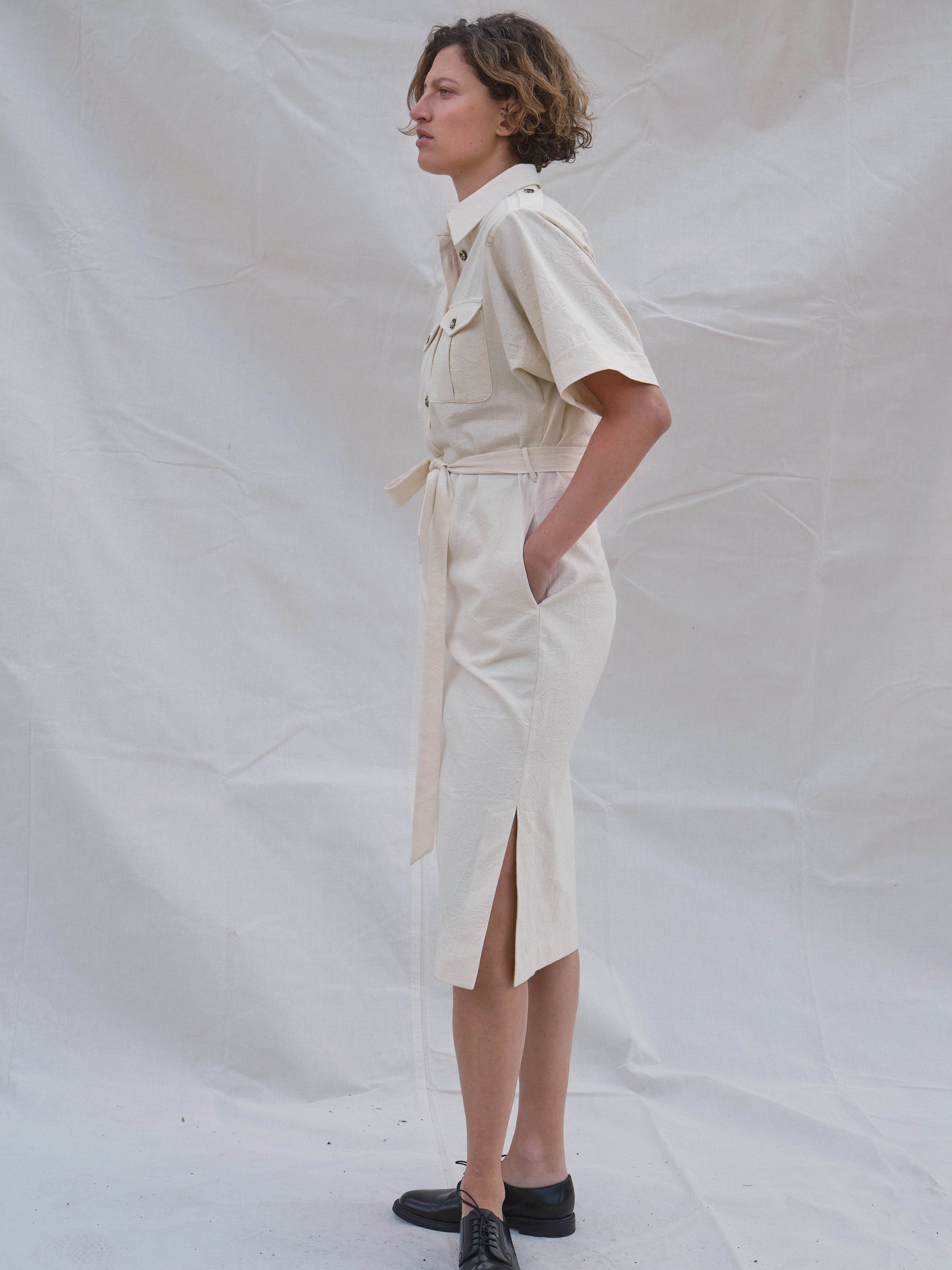 Kernal Shirtdress in Cream Canvas