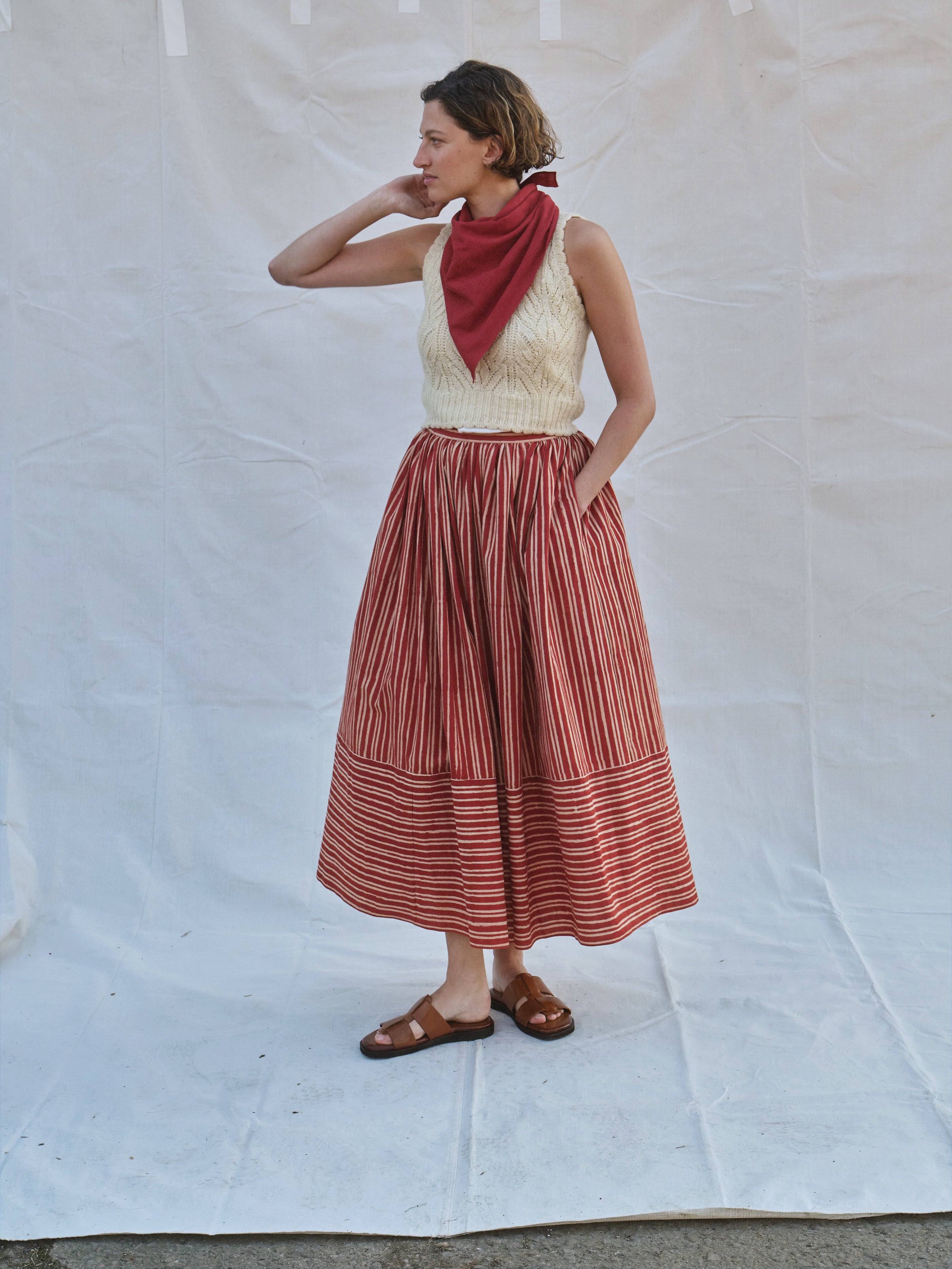 Pippin Skirt in Berry Batten Stripe
