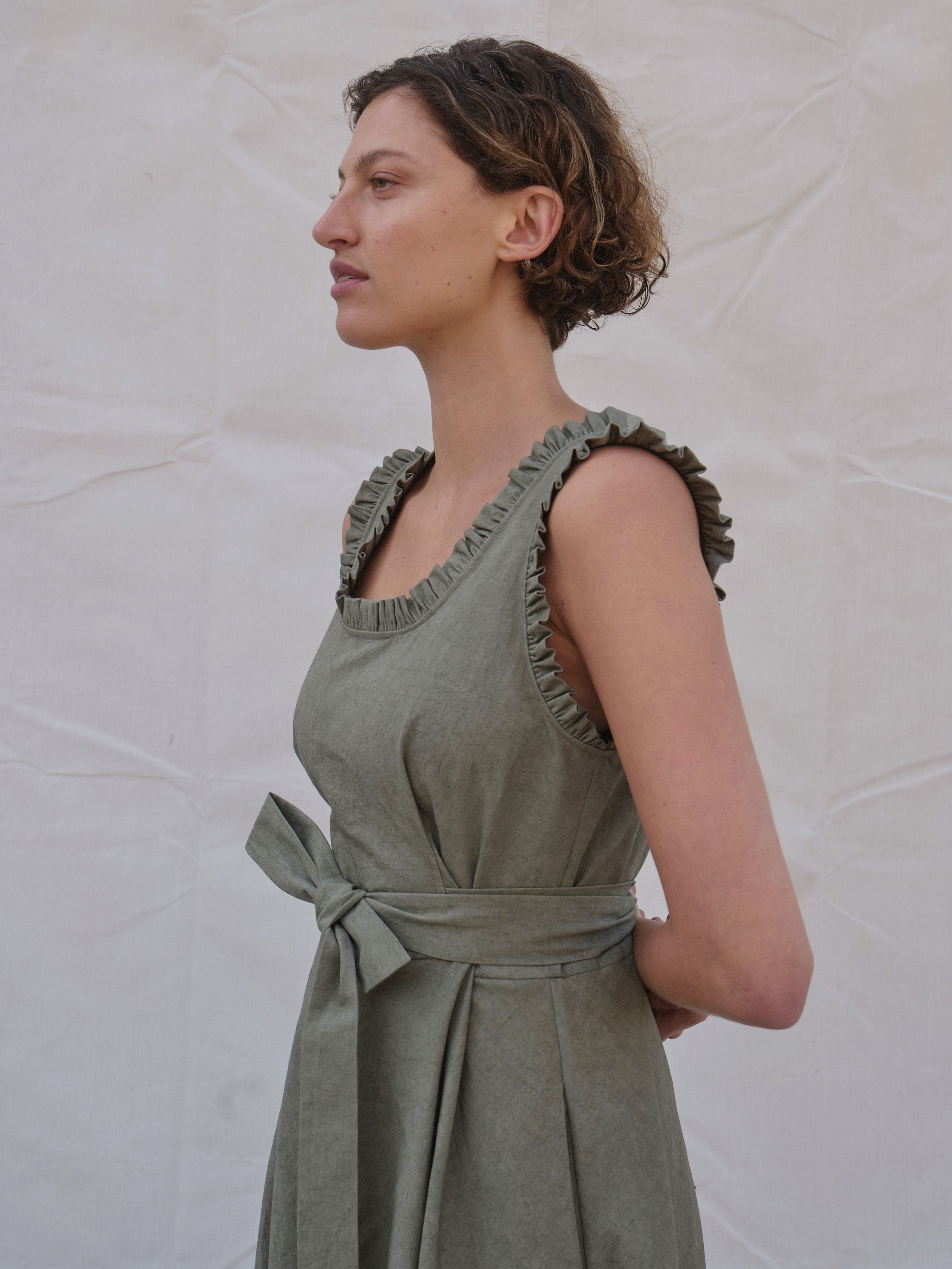 Quince Dress in Sage Mikkusu