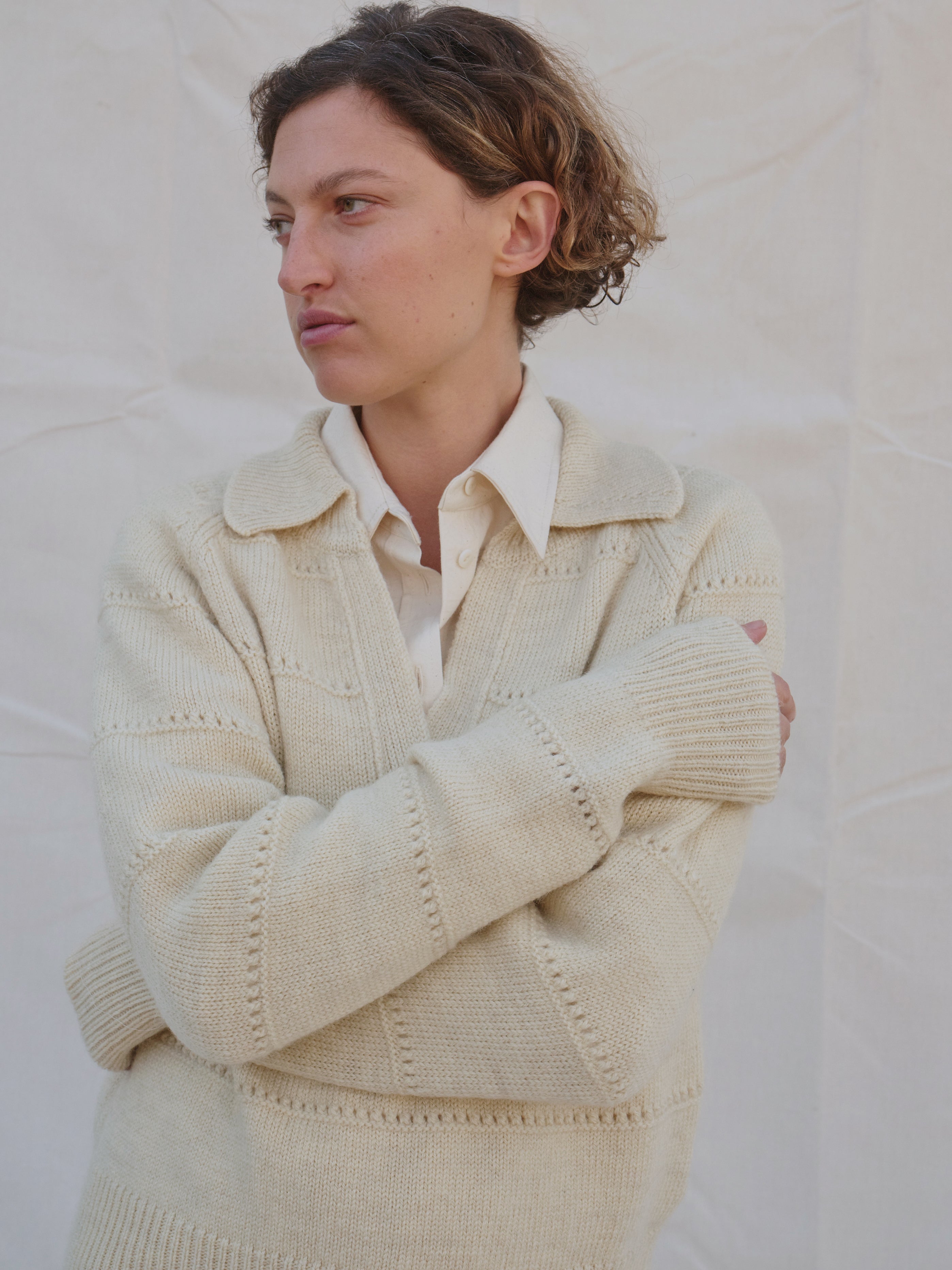 Pendle Jumper in Ecru Pointelle
