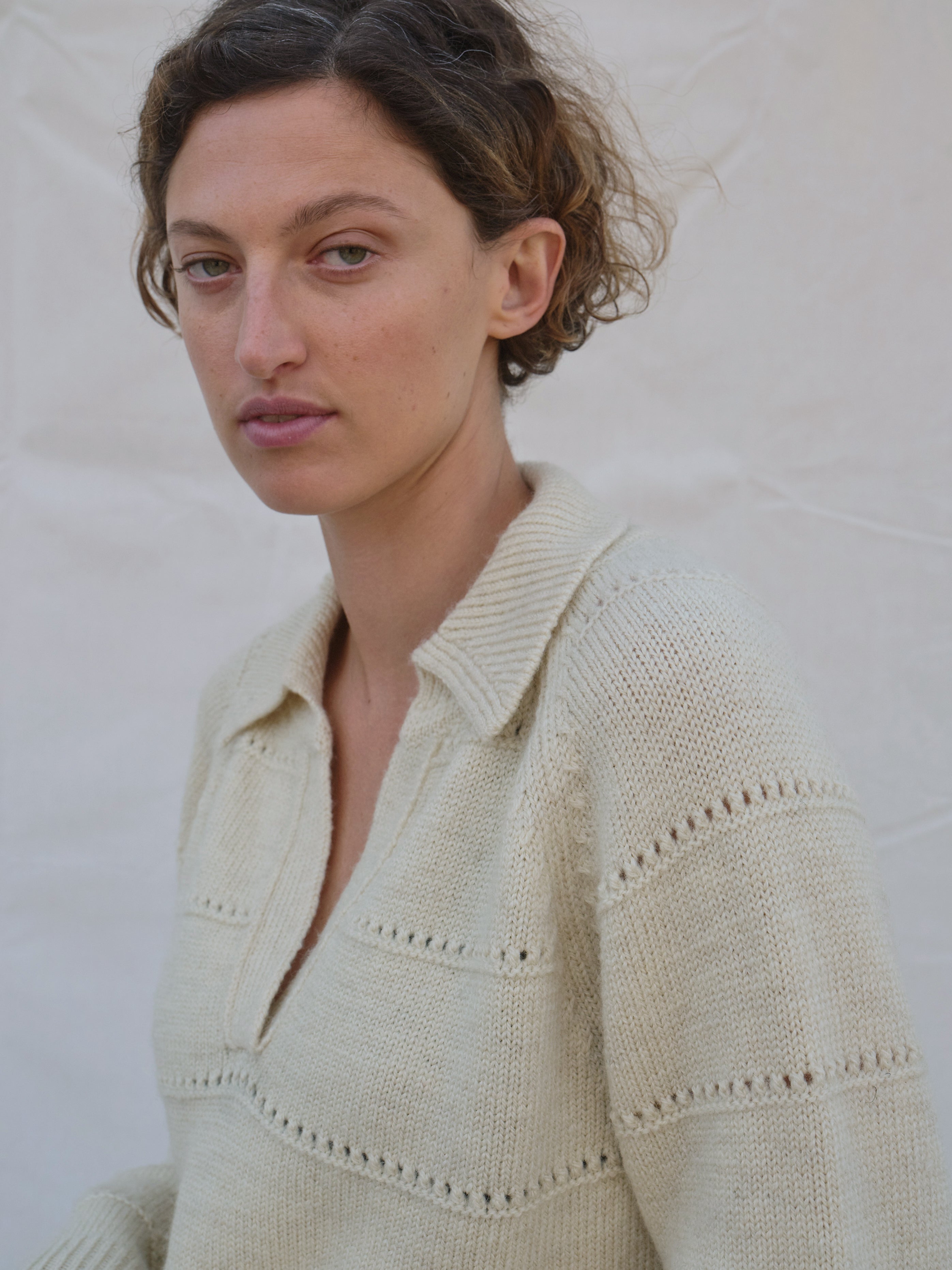Pendle Jumper in Ecru Pointelle