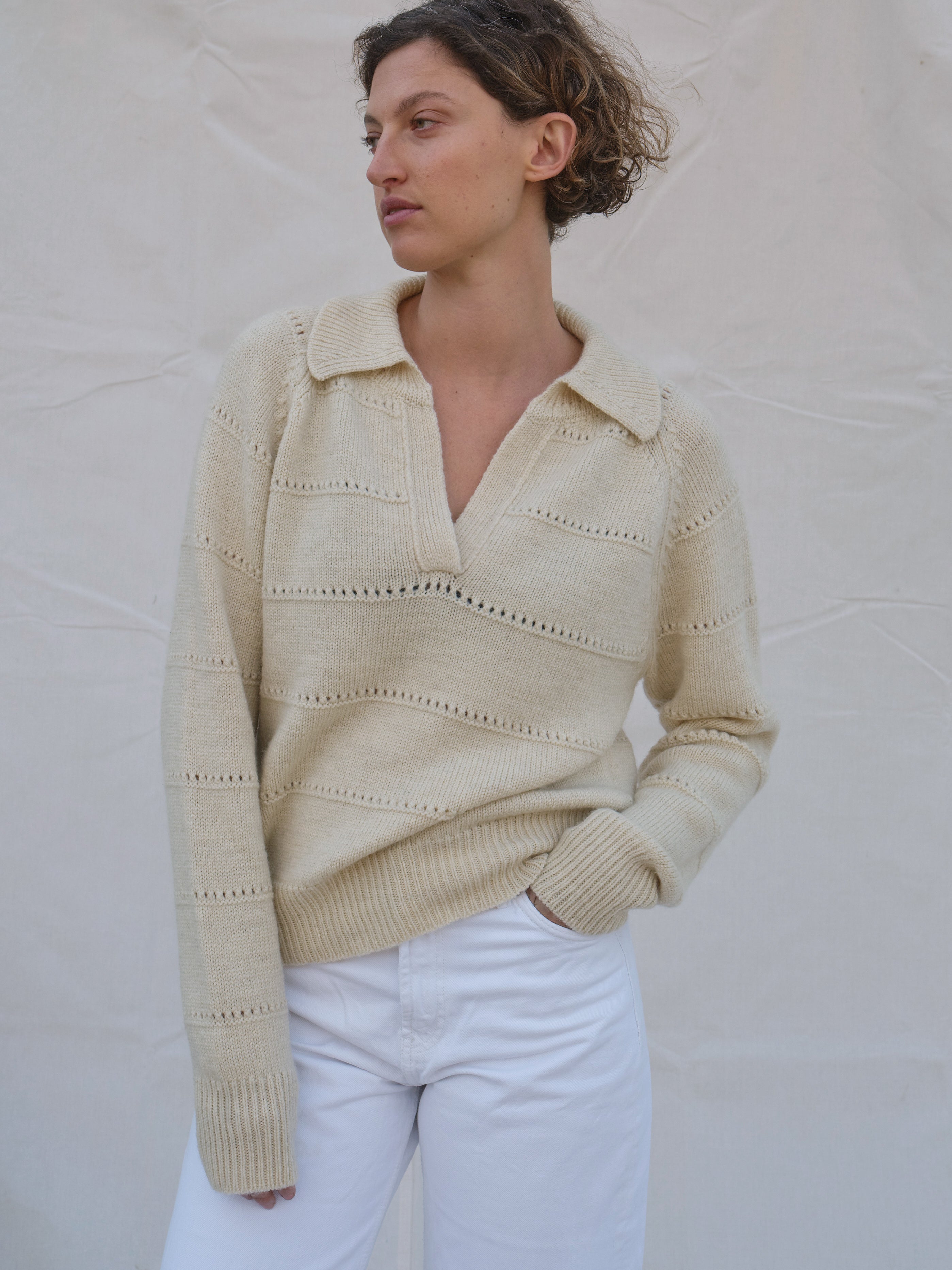 Pendle Jumper in Ecru Pointelle