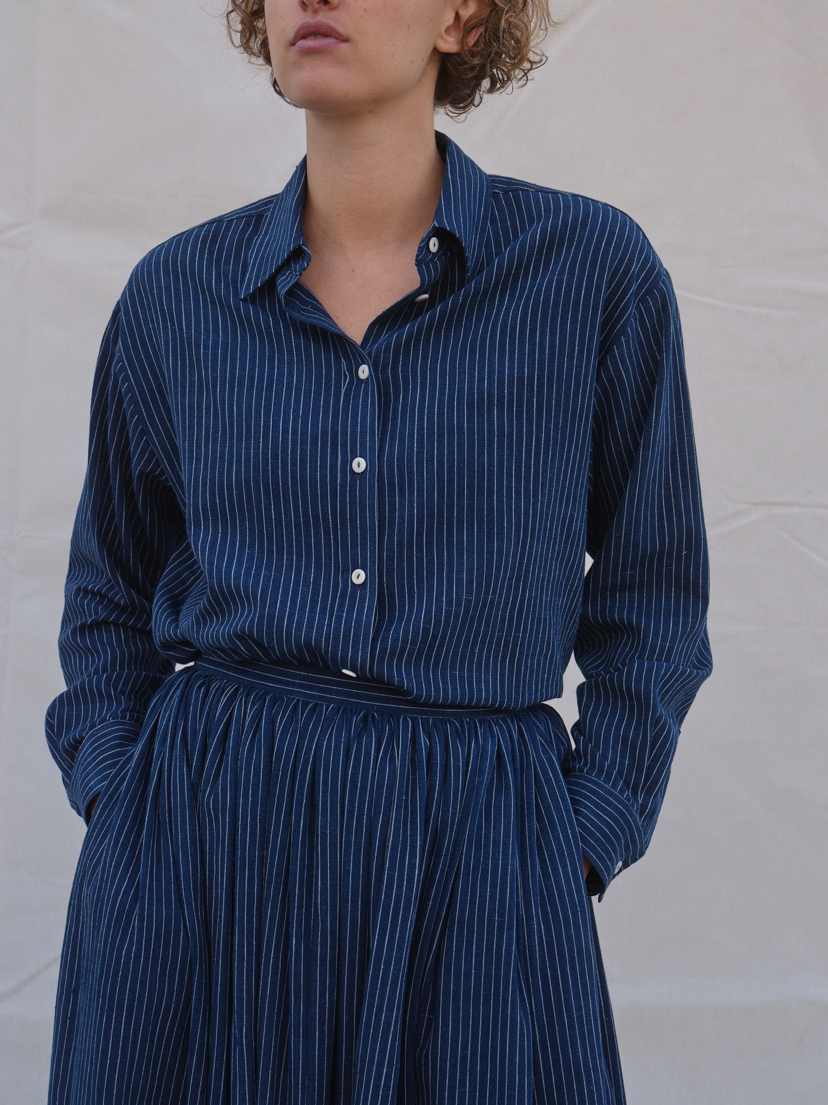 Medlar Shirt in Indigo Stripe