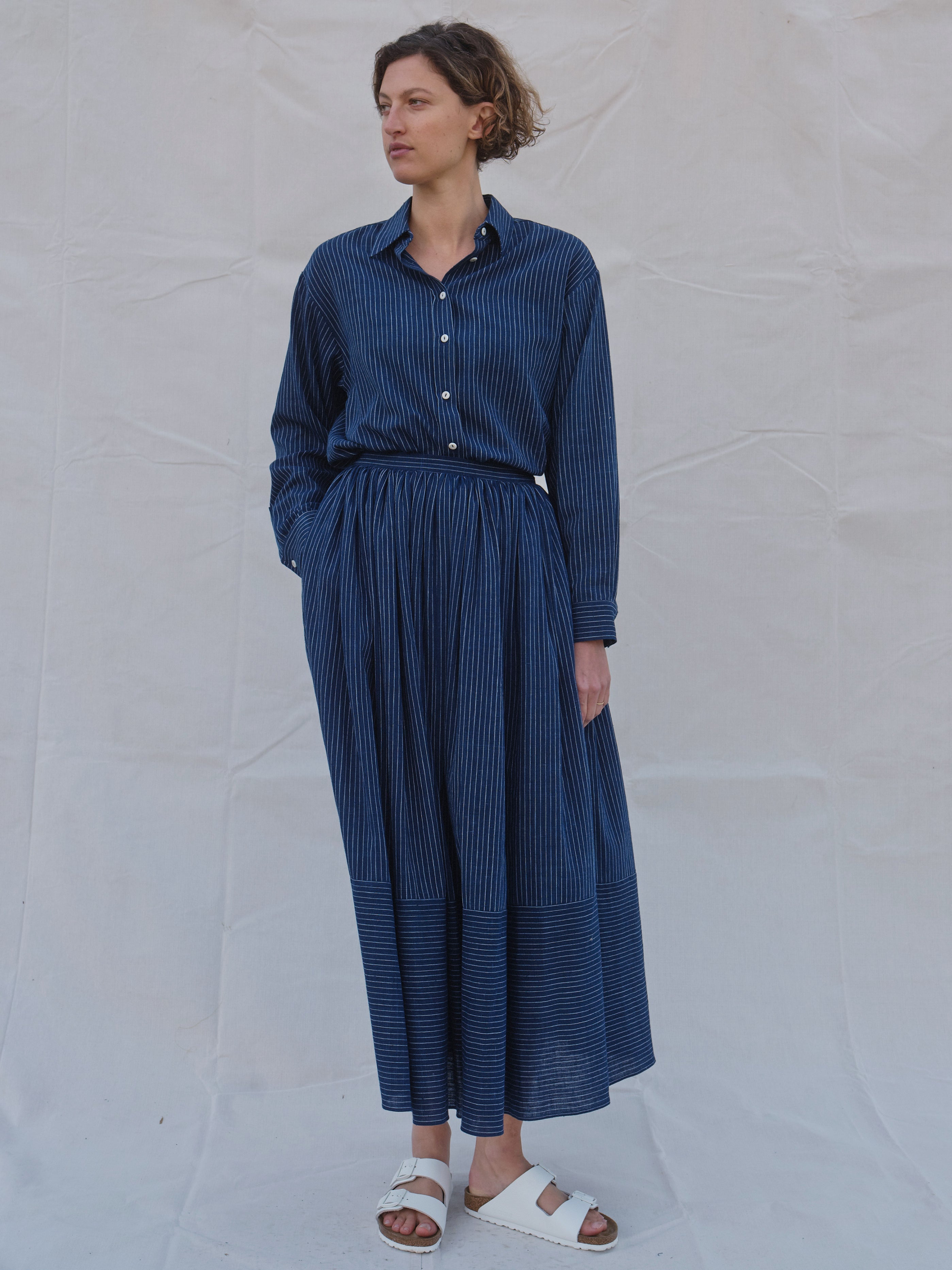 Pippin Skirt in Indigo Stripe