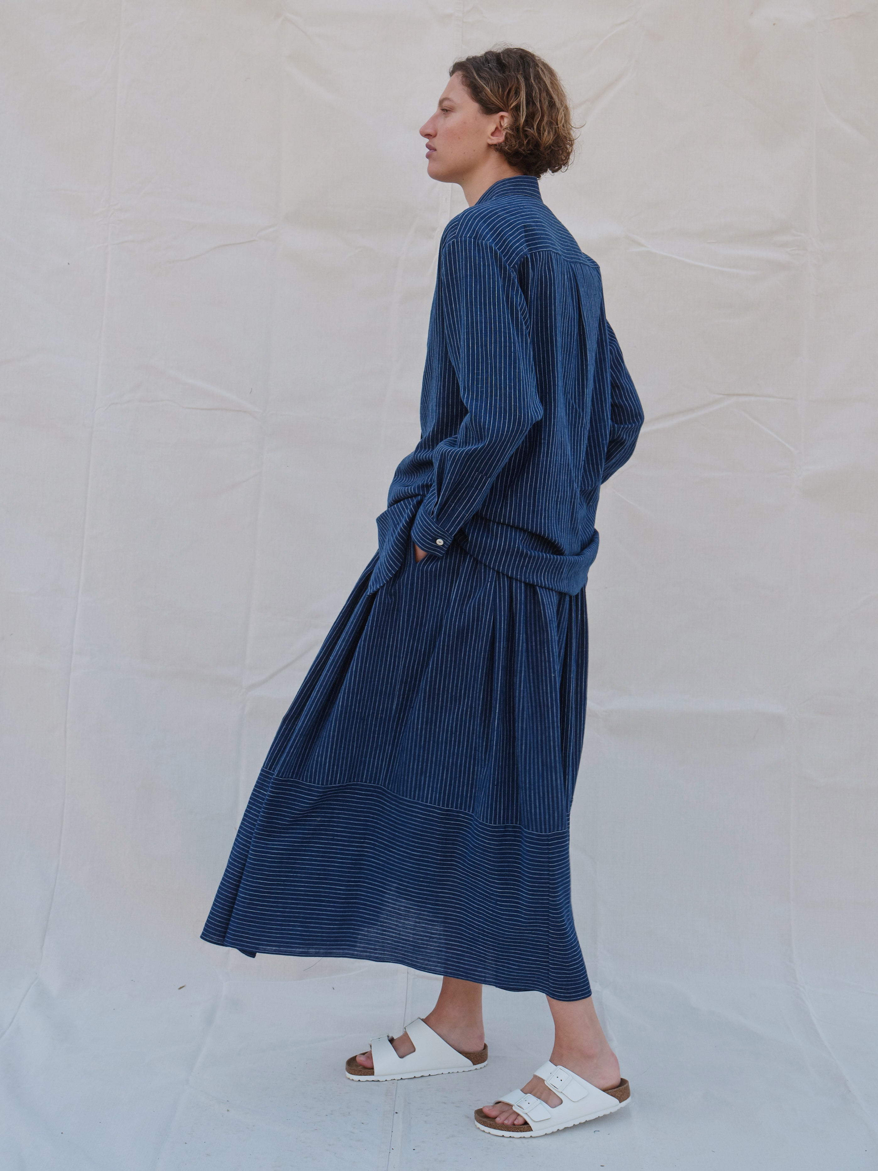Pippin Skirt in Indigo Stripe