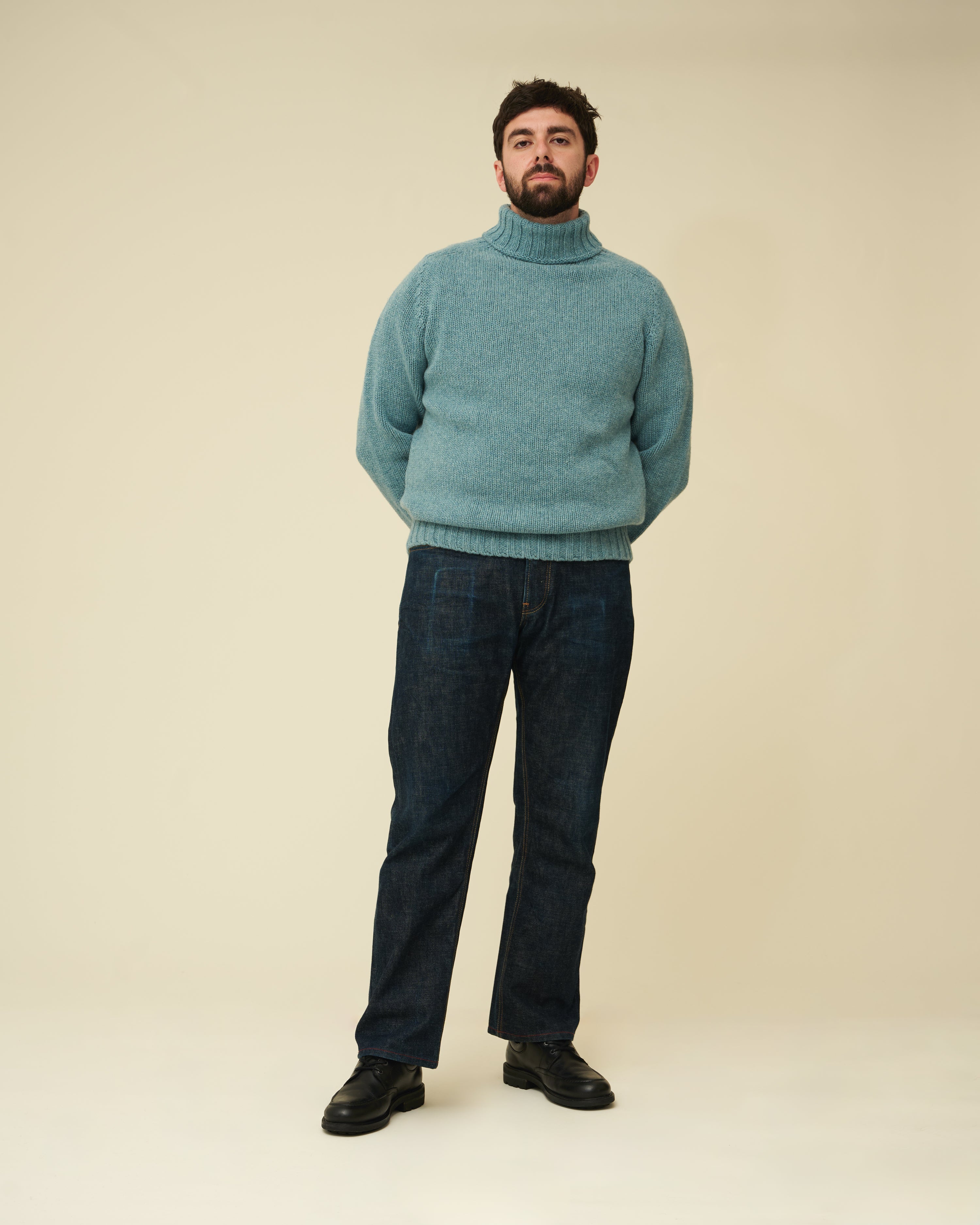 Chunky Merino Lambswool Roll Neck - Helford Green