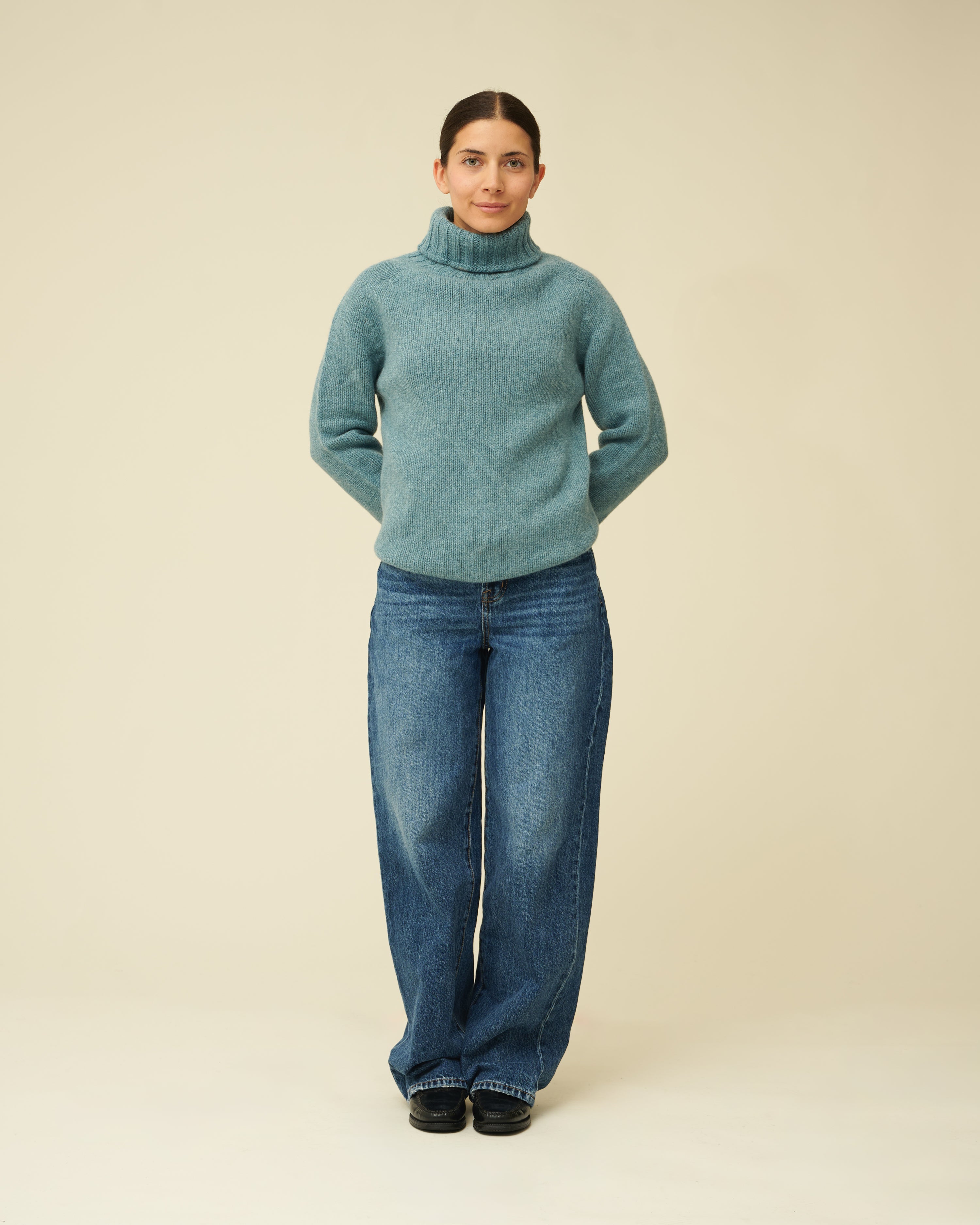 Chunky Merino Lambswool Roll Neck - Helford Green (Knitted-to-Order)