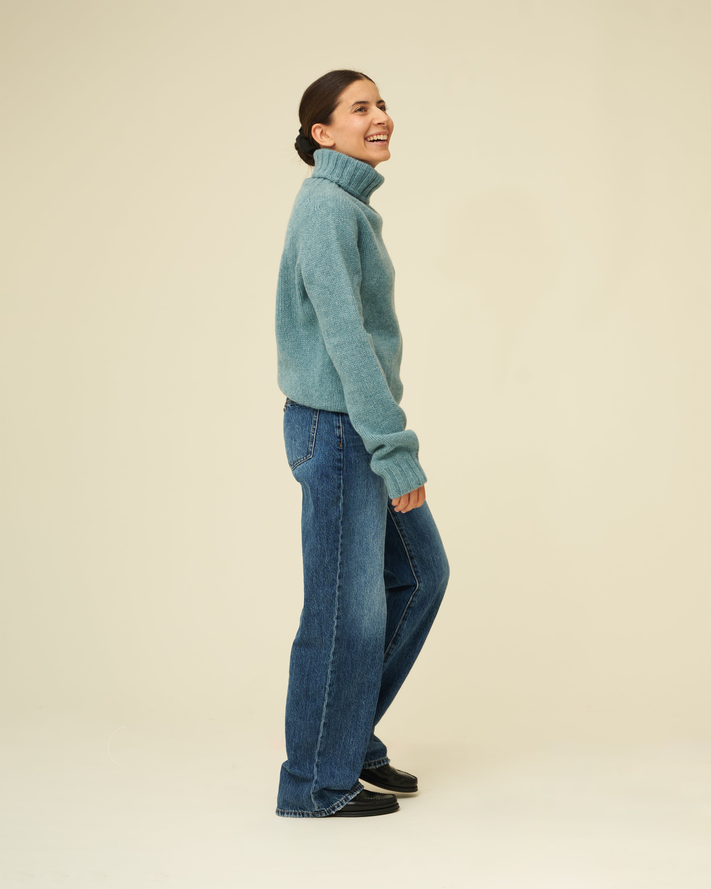 Chunky Merino Lambswool Roll Neck - Helford Green (Knitted-to-Order)
