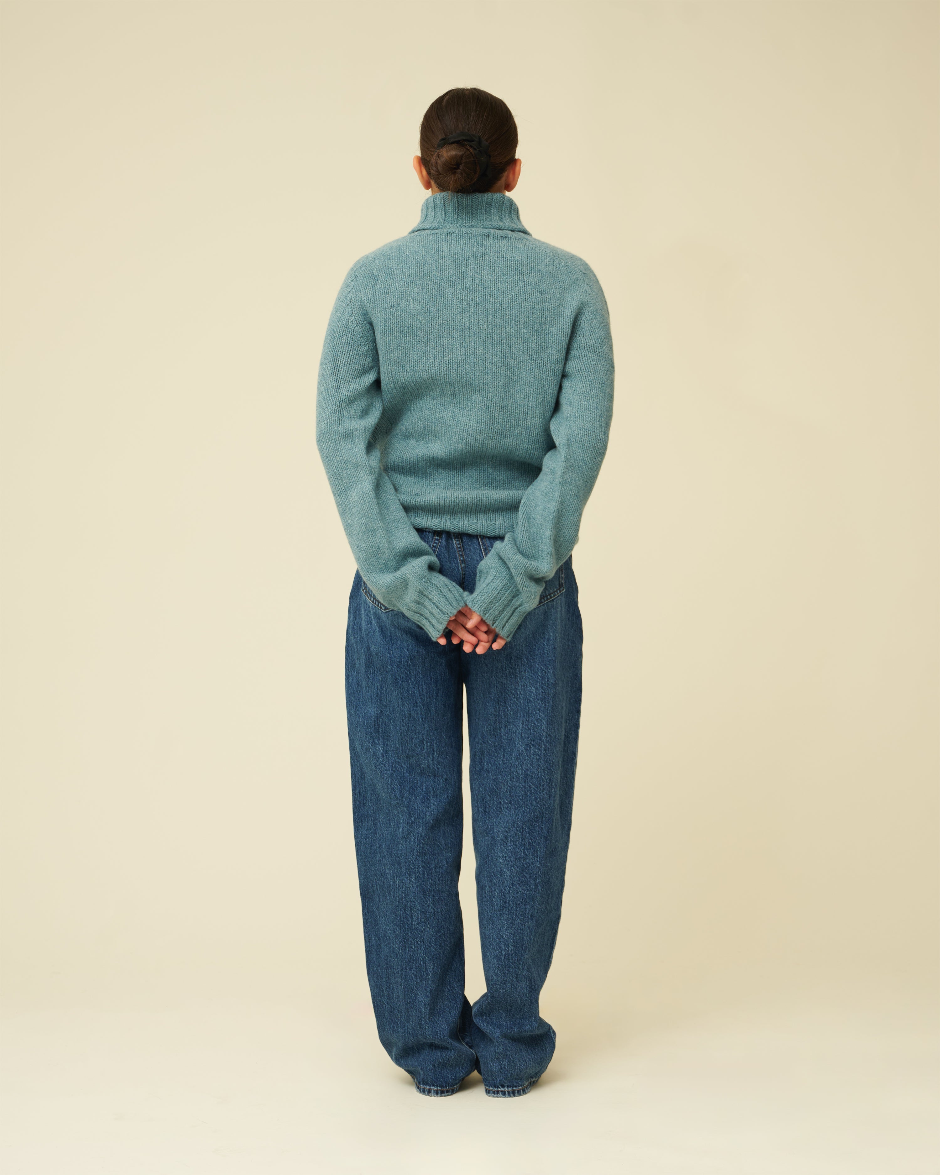 Chunky Merino Lambswool Roll Neck - Helford Green (Knitted-to-Order)
