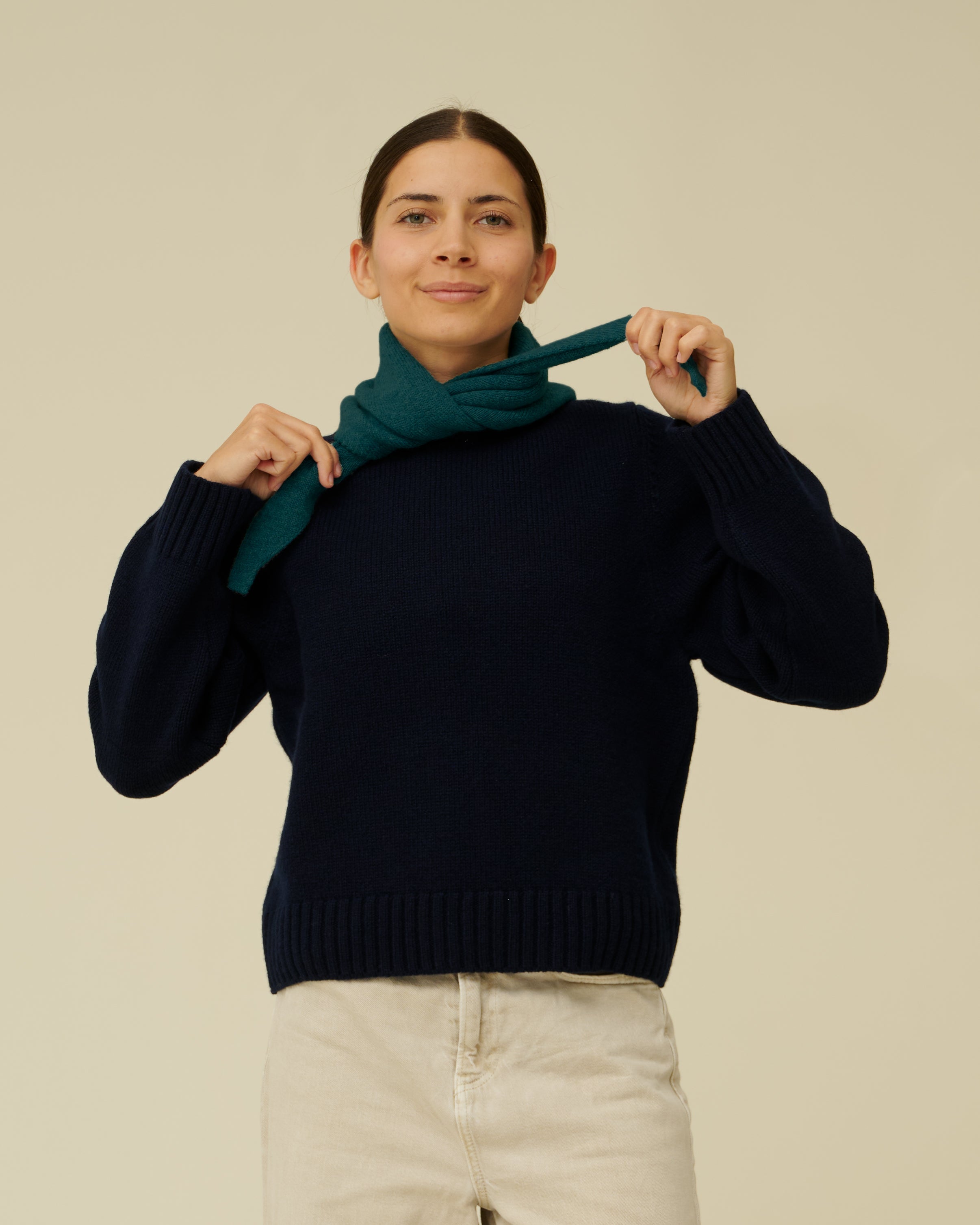 Merino Lambswool Neckerchief - Petrol Green