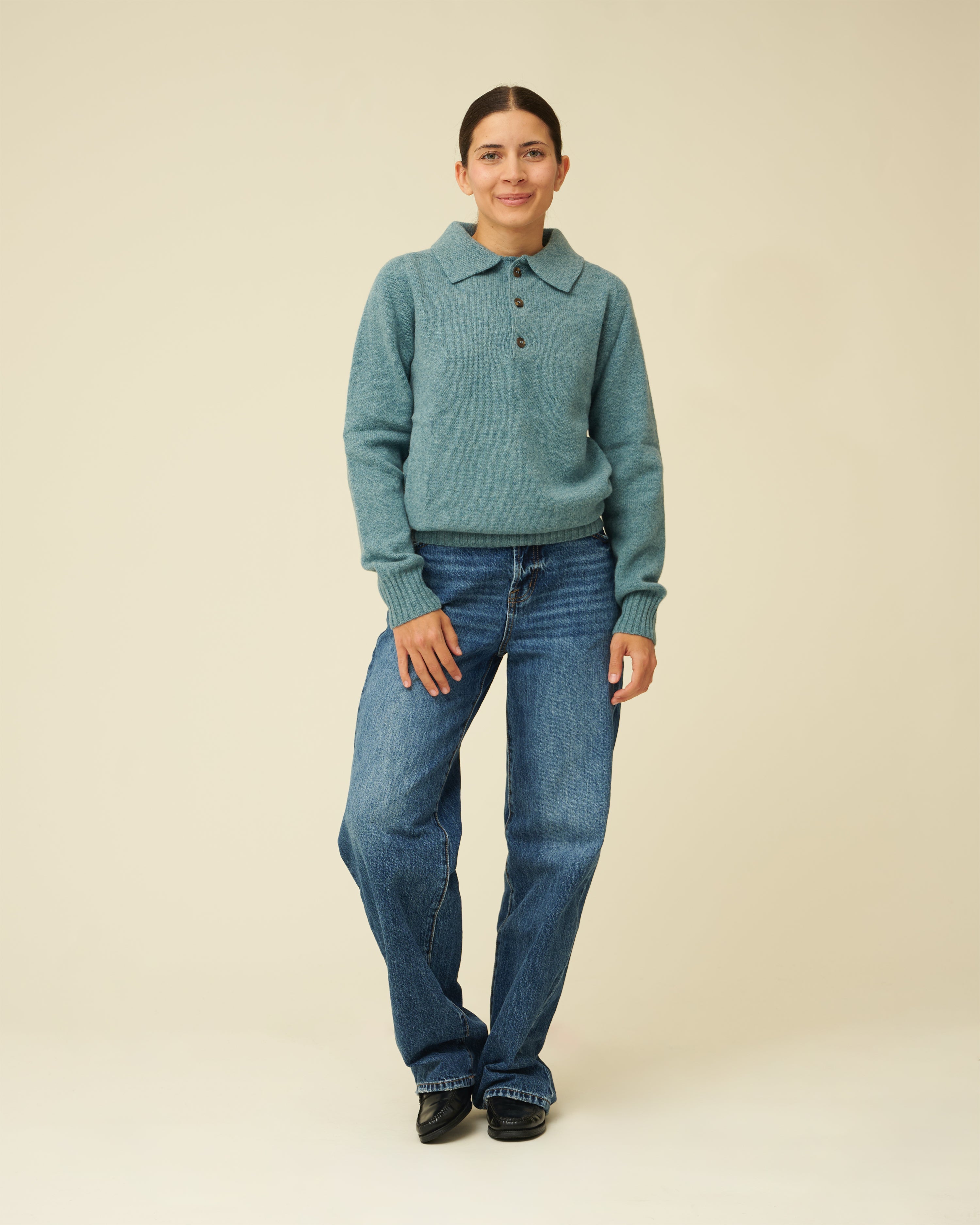 Merino Lambswool Rugby Jumper - Helford Green