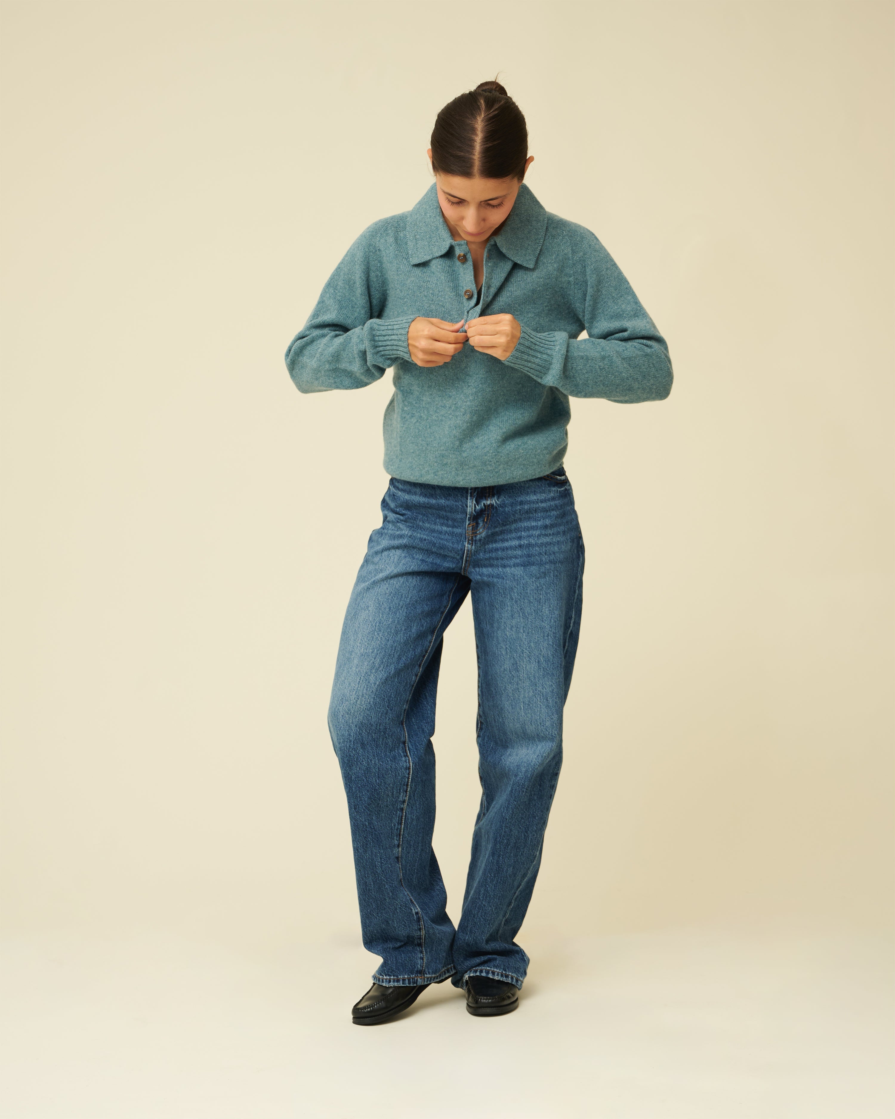 Merino Lambswool Rugby Jumper - Helford Green
