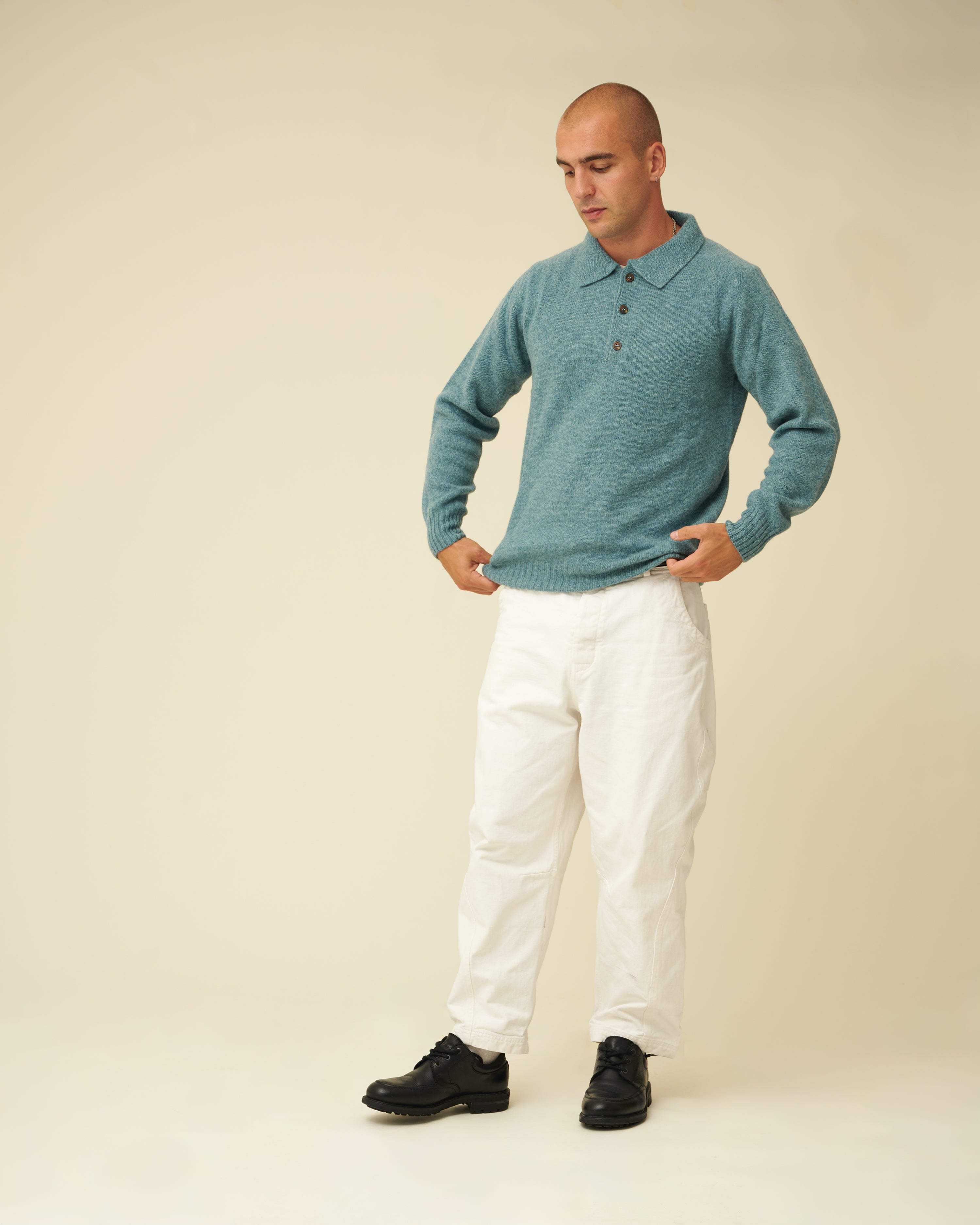 Merino Lambswool Rugby Jumper - Helford Green