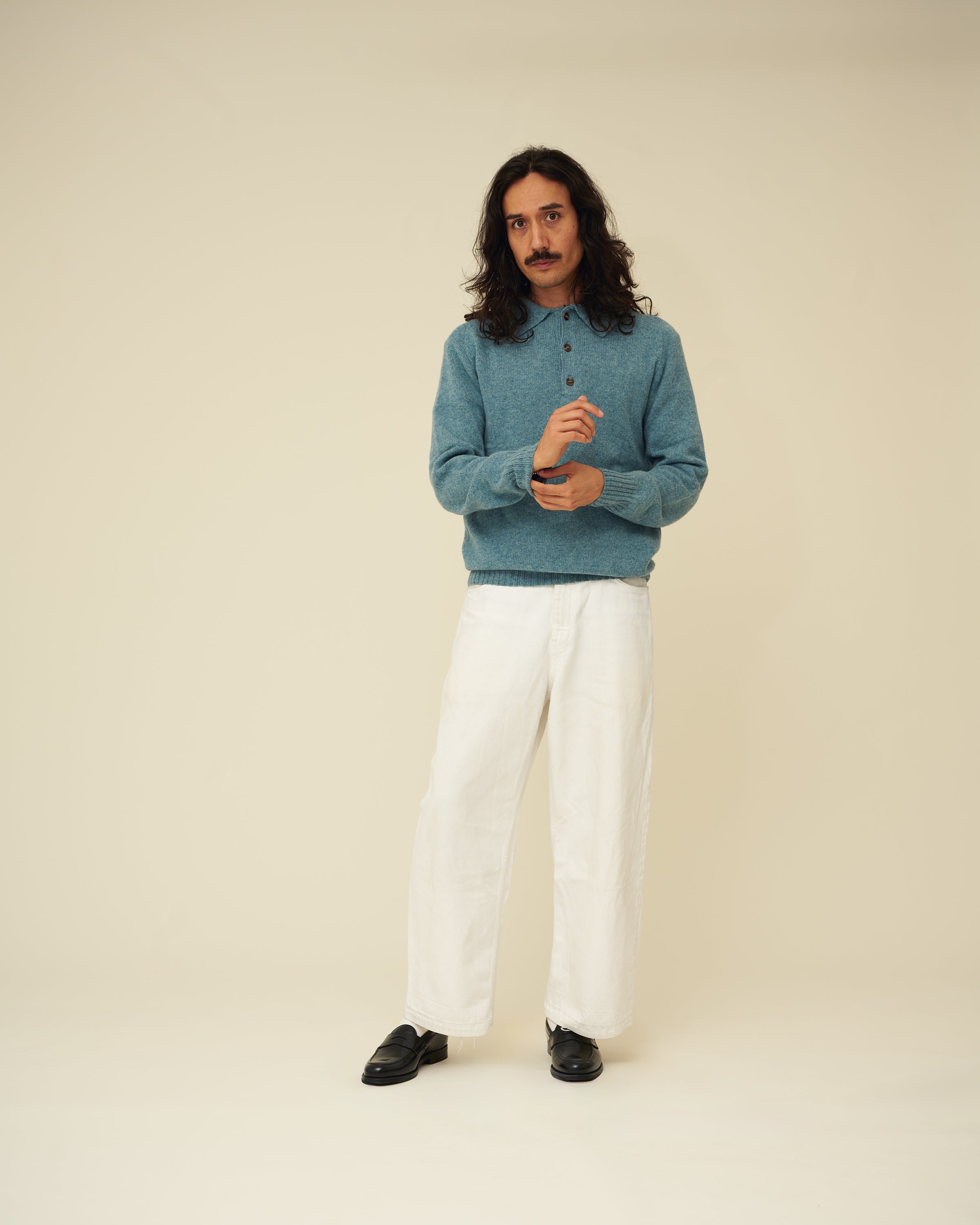 Merino Lambswool Rugby Jumper - Helford Green (Knitted-to-Order)