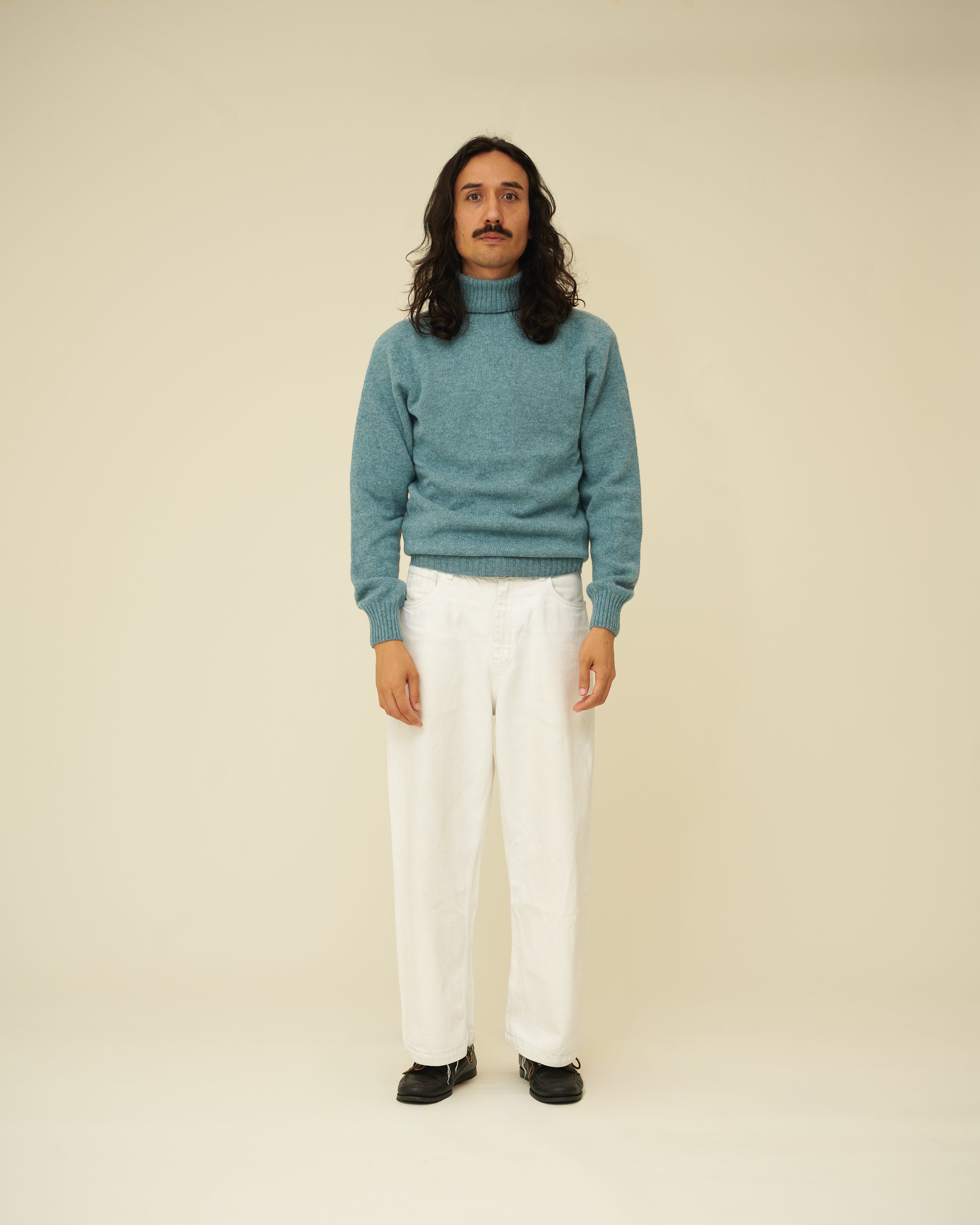 Merino Lambswool Roll Neck - Helford Green
