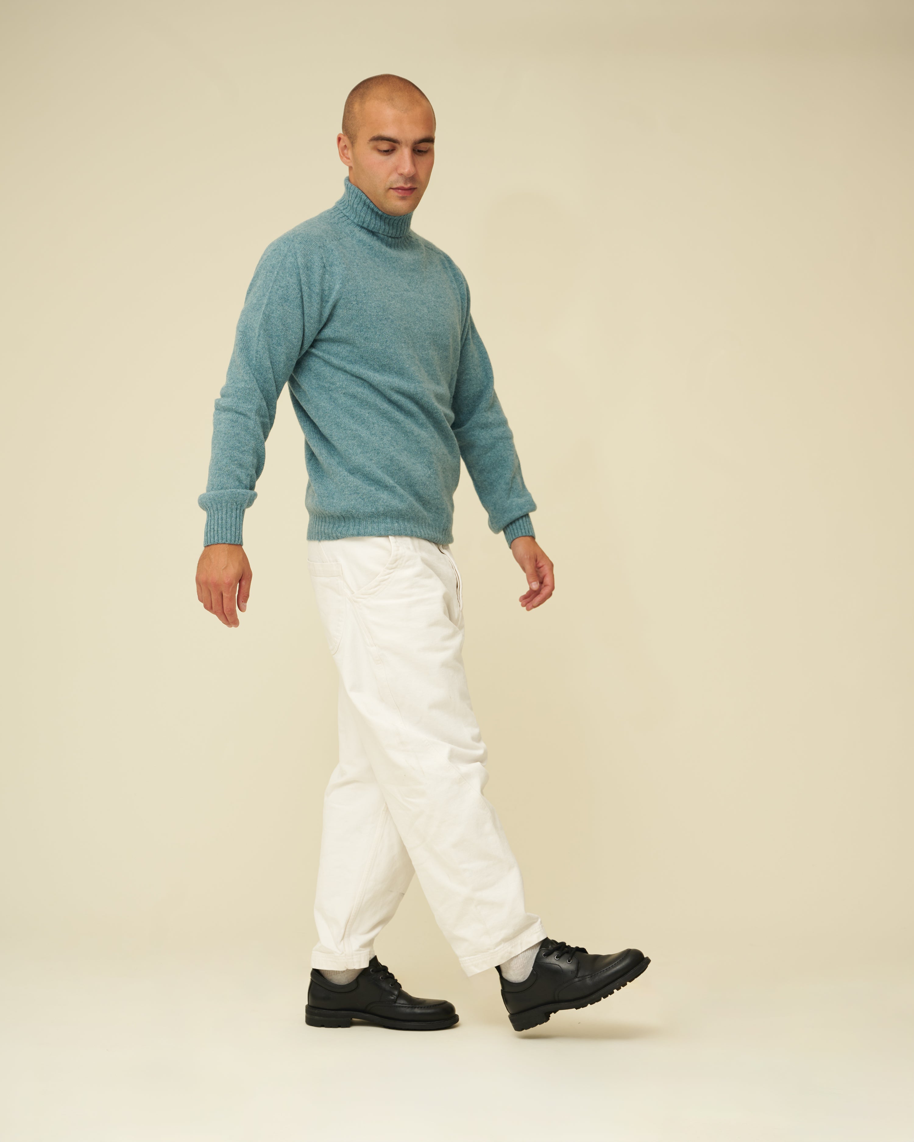 Merino Lambswool Roll Neck - Helford Green (Knitted-to-Order)