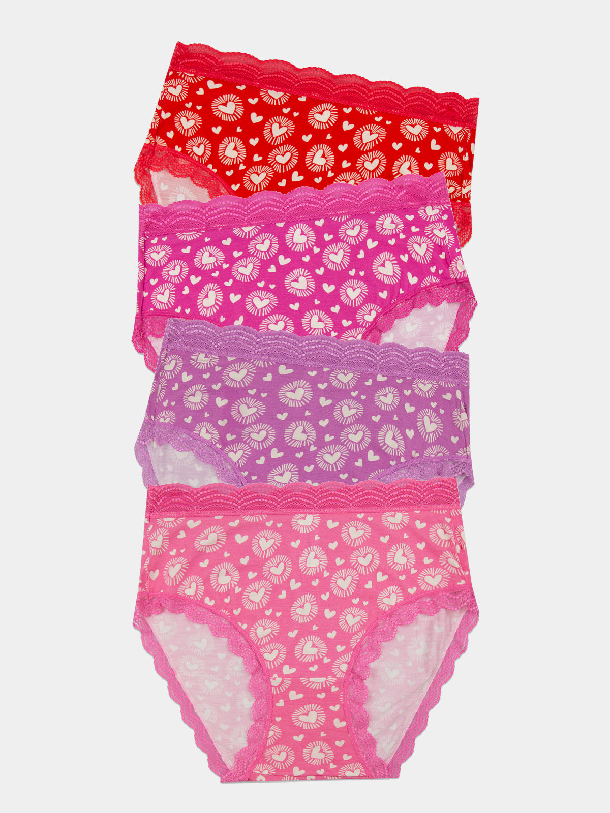 High Rise Knicker Four Pack - Hearts on Fire