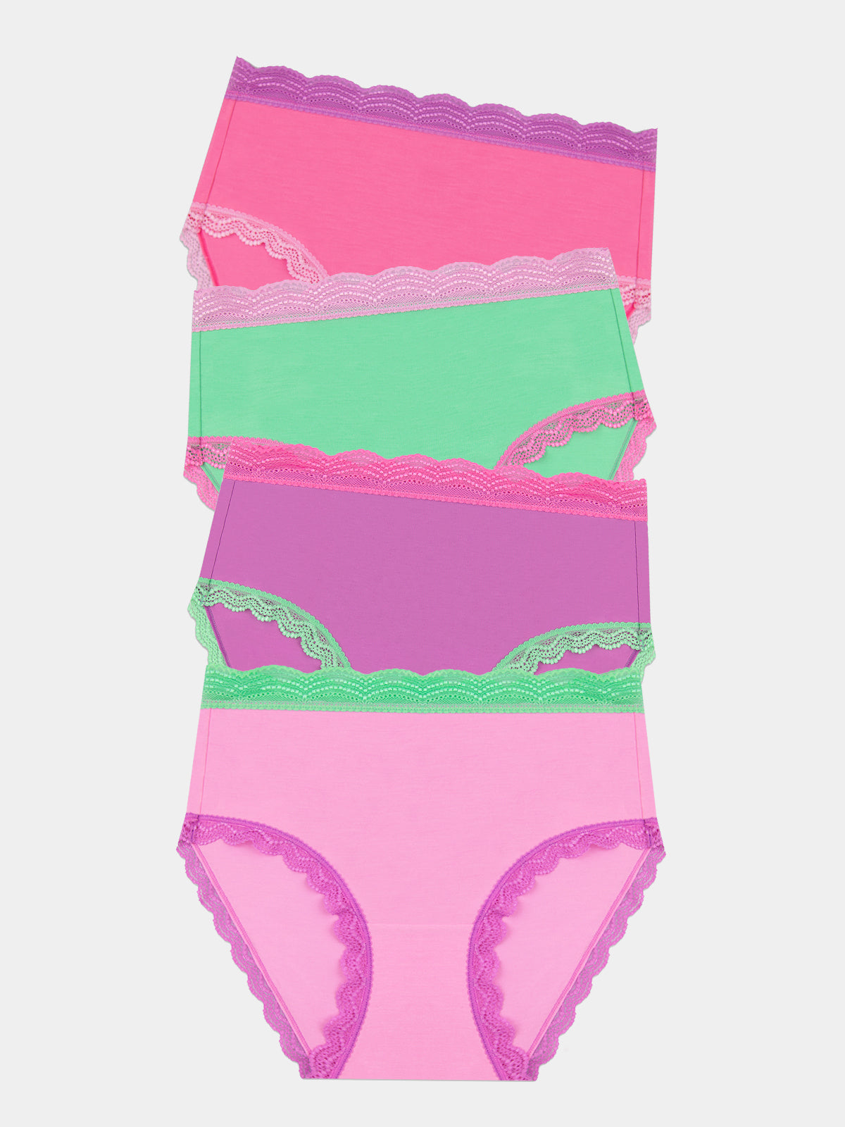 High Rise Knicker Four Pack - Candy Floss Brights