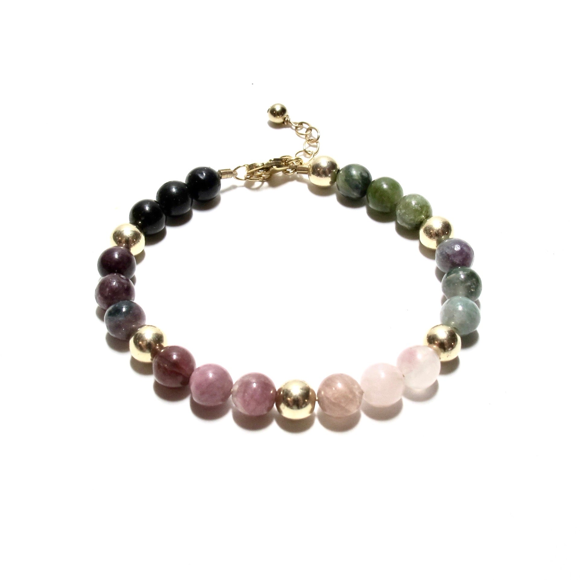 Tourmaline & Gold Bubblegum Bracelet