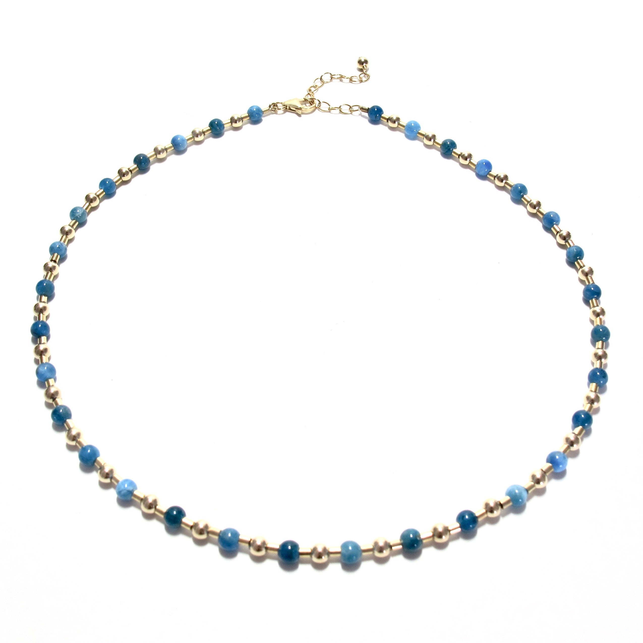 Teal Blue Apatite Bead & Tube Necklace