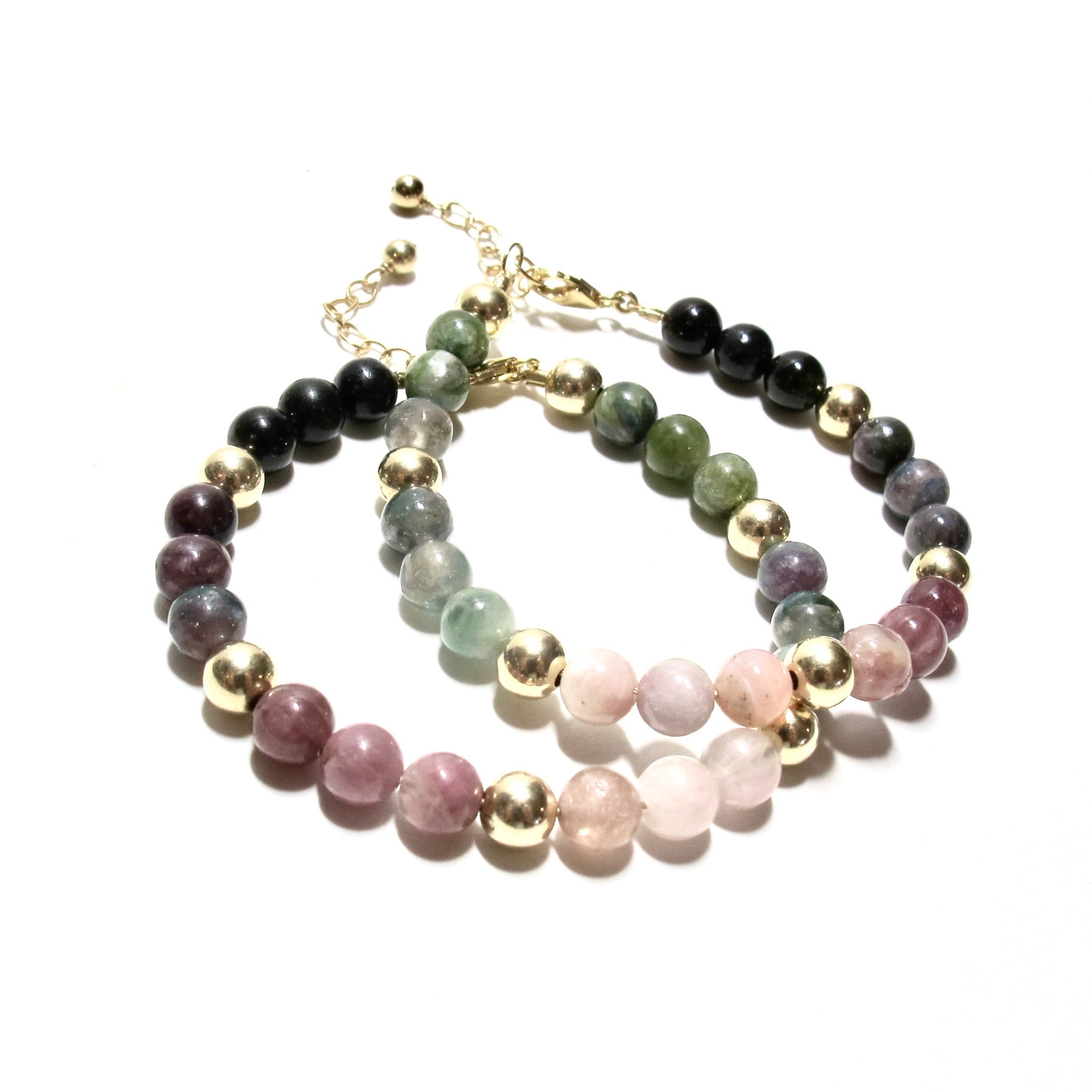 Tourmaline & Gold Bubblegum Bracelet
