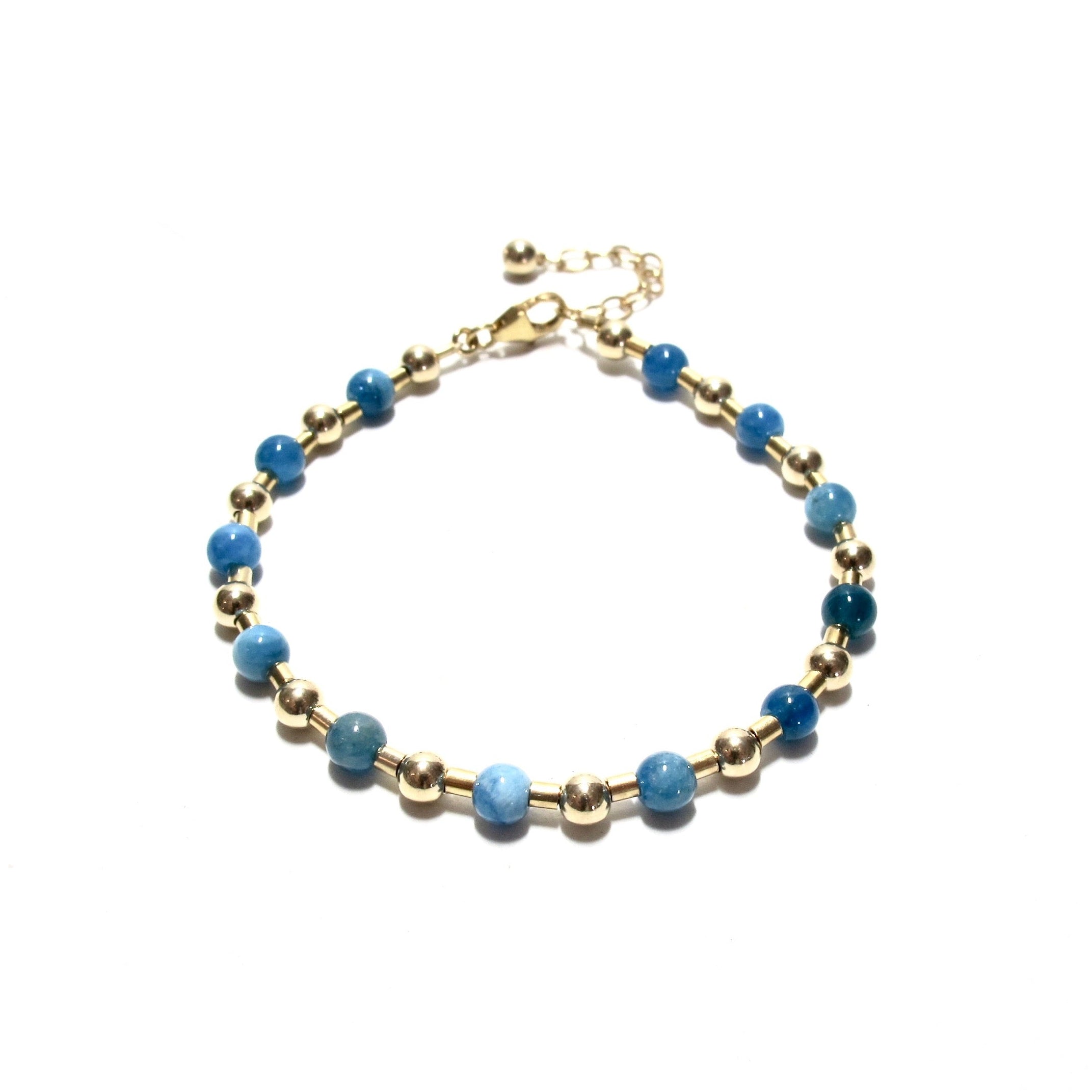 Teal Blue Apatite Bead & Tube Bracelet
