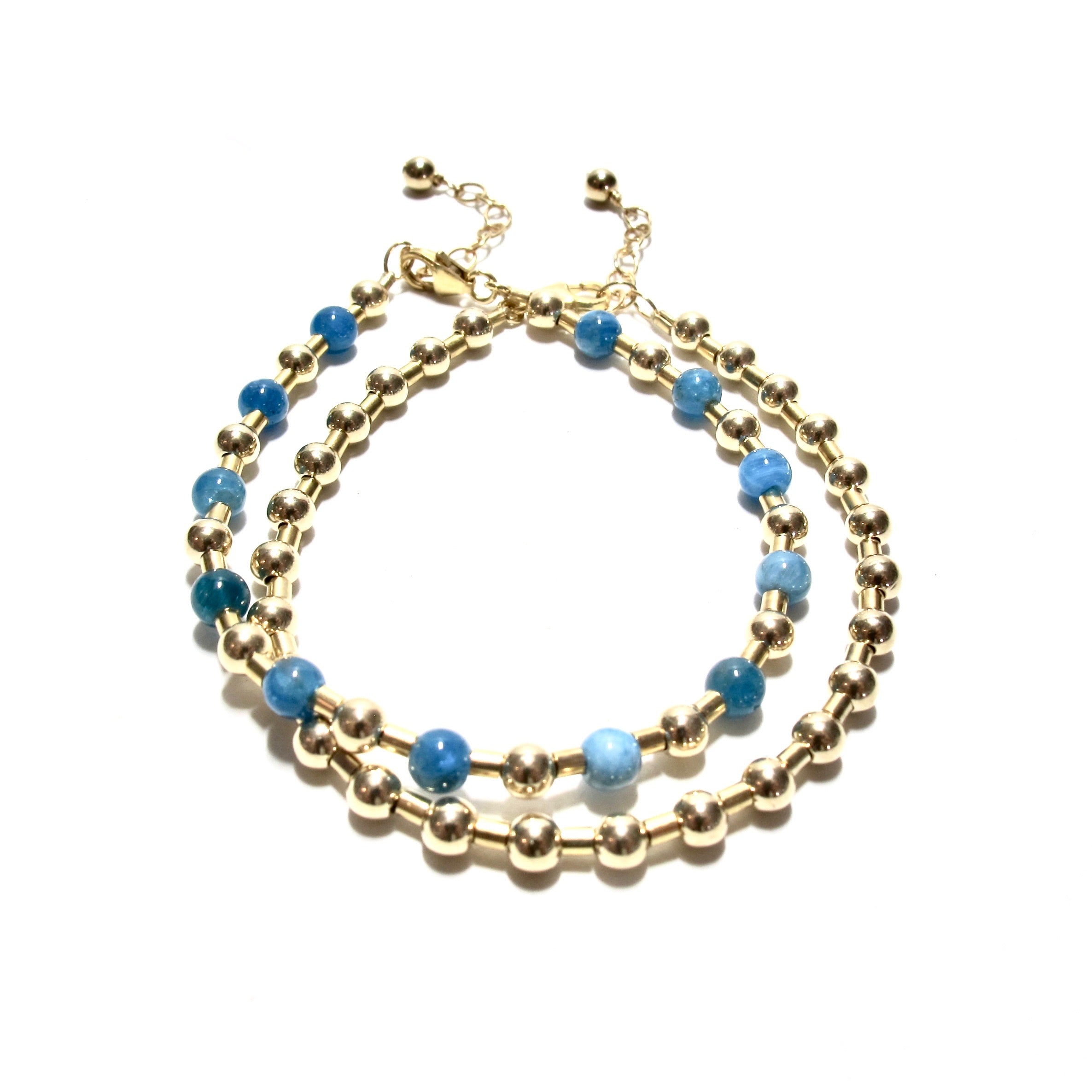 Teal Blue Apatite Bead & Tube Bracelet