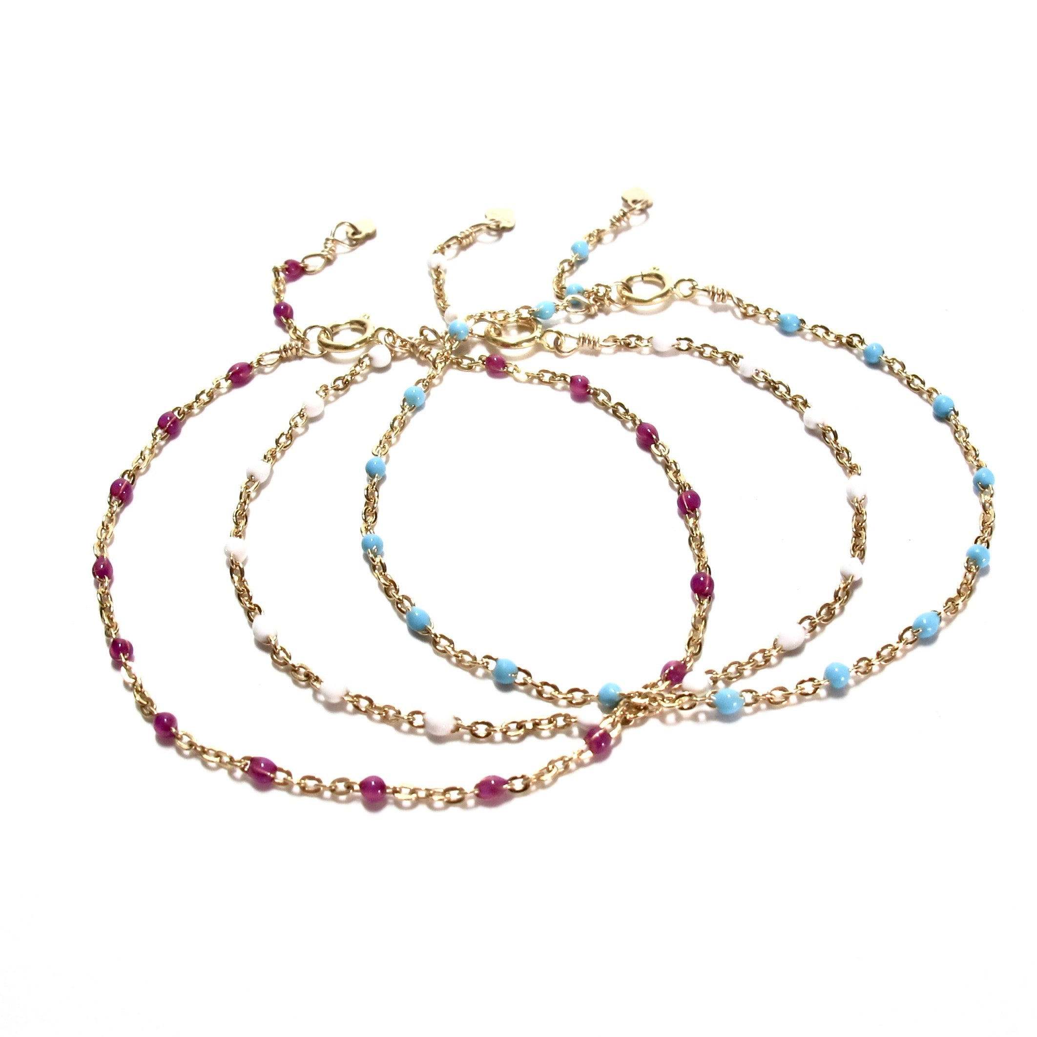 turquoise enamel satellite chain bracelet