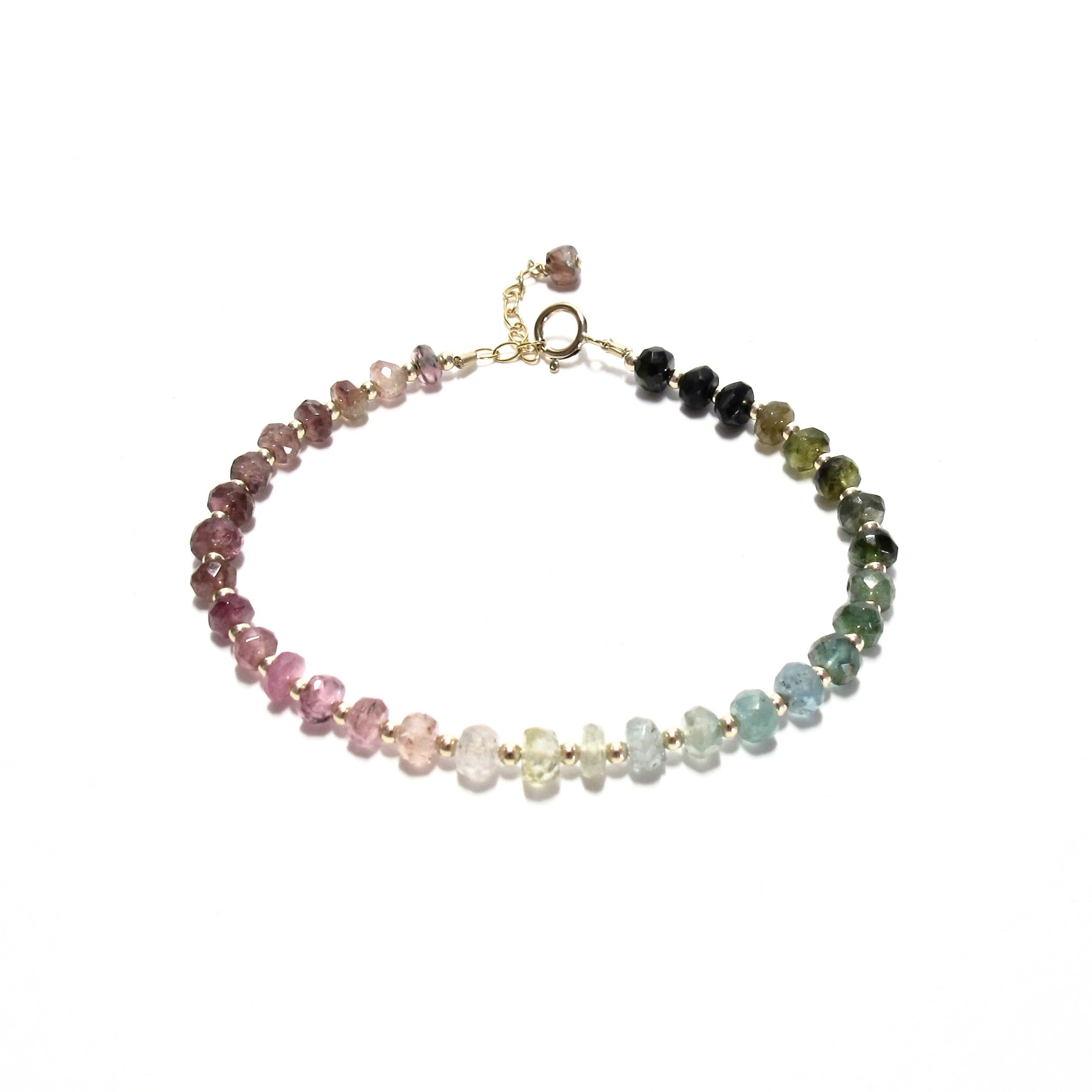 Ombre Tourmaline & Gold Beads Bracelet