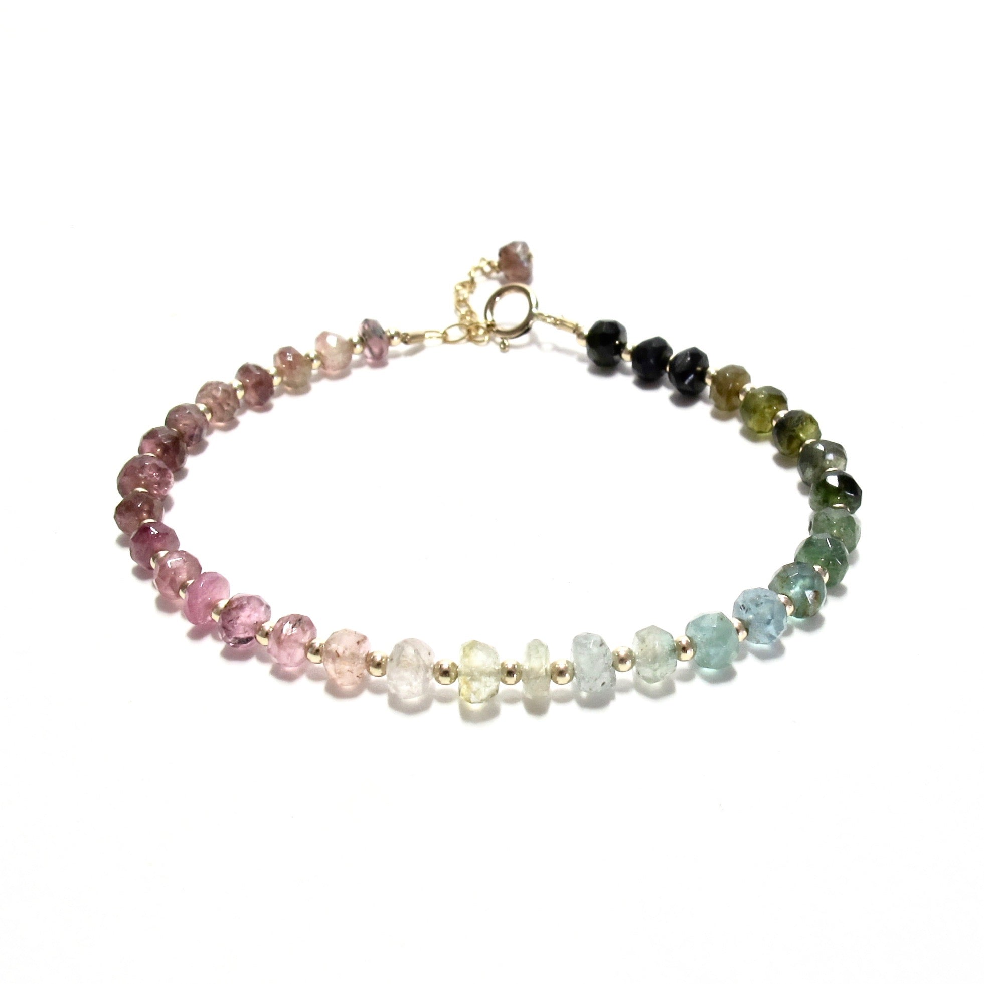Ombre Tourmaline & Gold Beads Bracelet