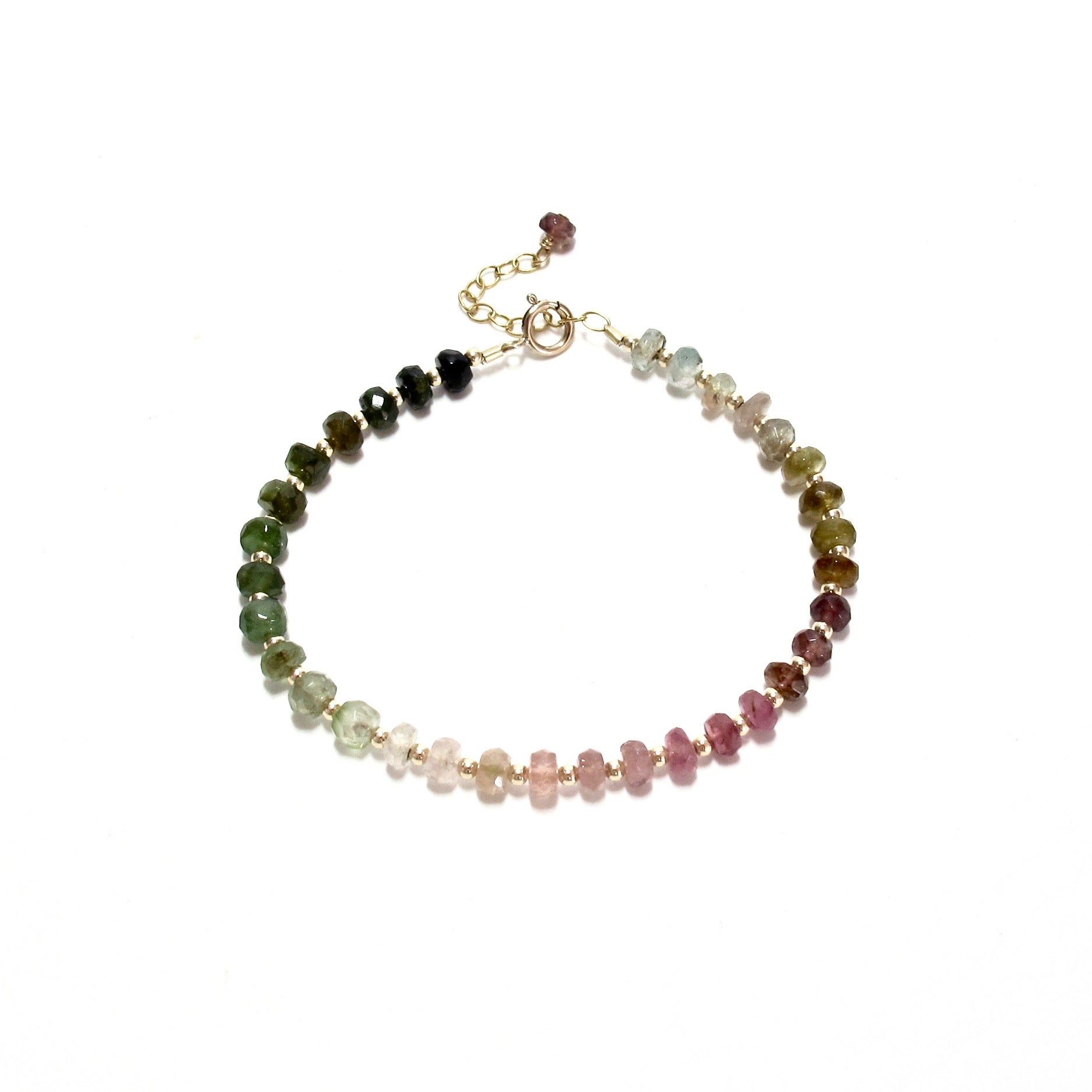 Ombre Tourmaline & Gold Beads Bracelet