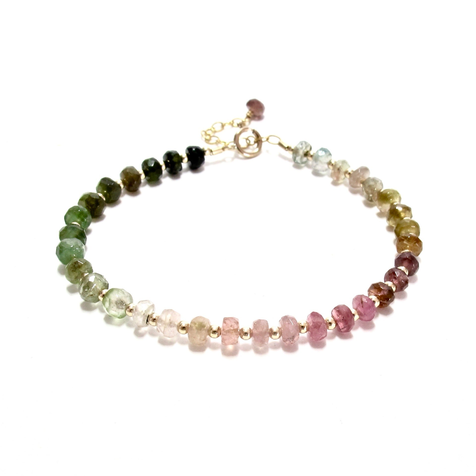 Ombre Tourmaline & Gold Beads Bracelet