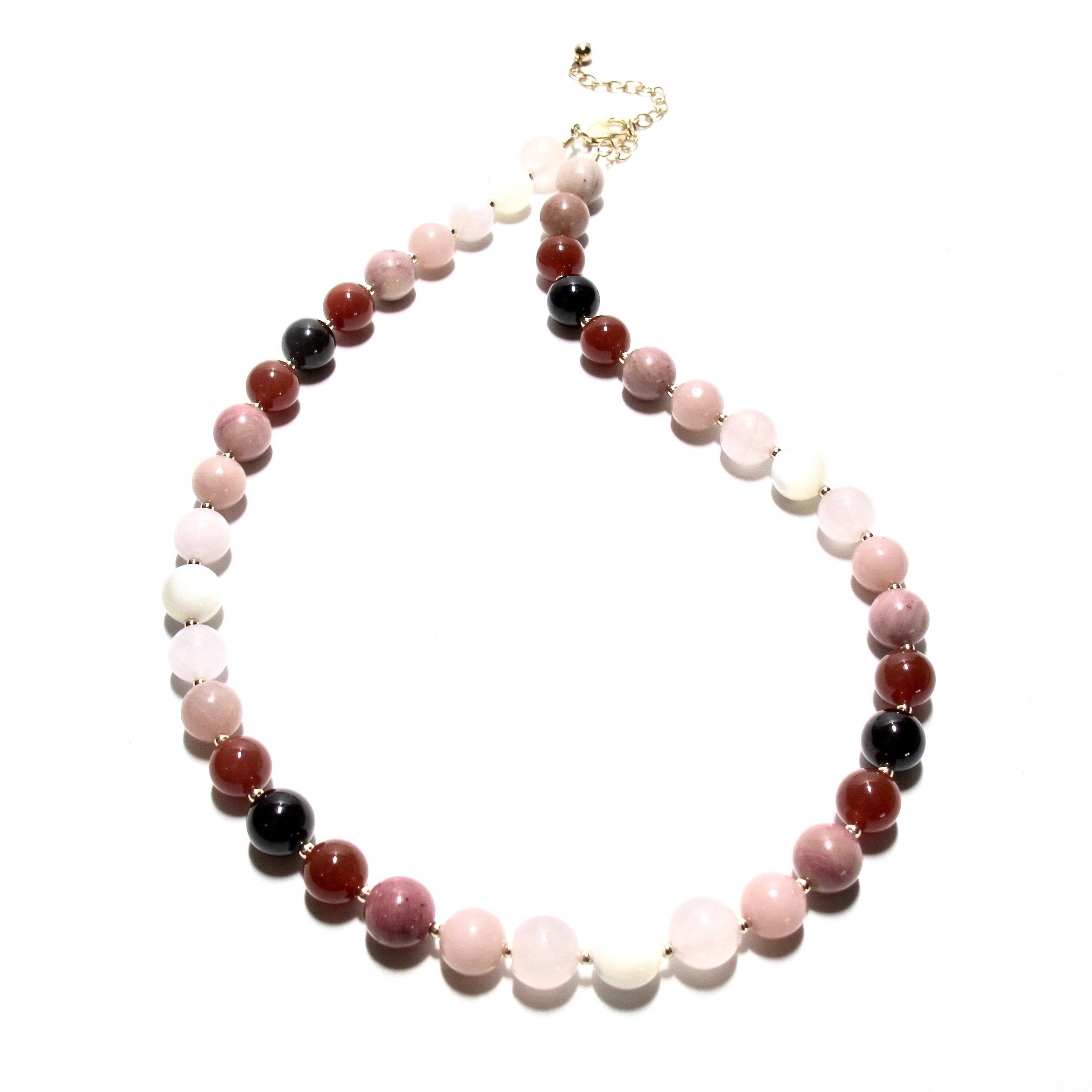 Sunset Bubblegum & Gold Beads Necklace