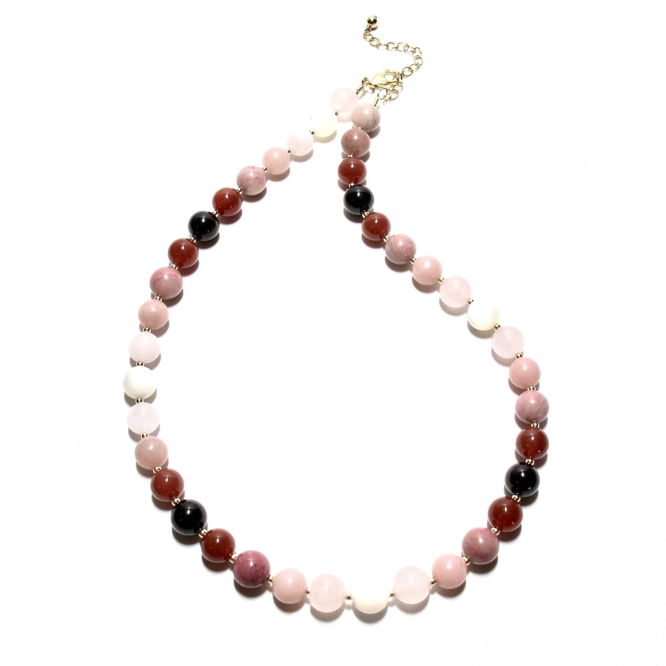 Sunset Bubblegum & Gold Beads Necklace