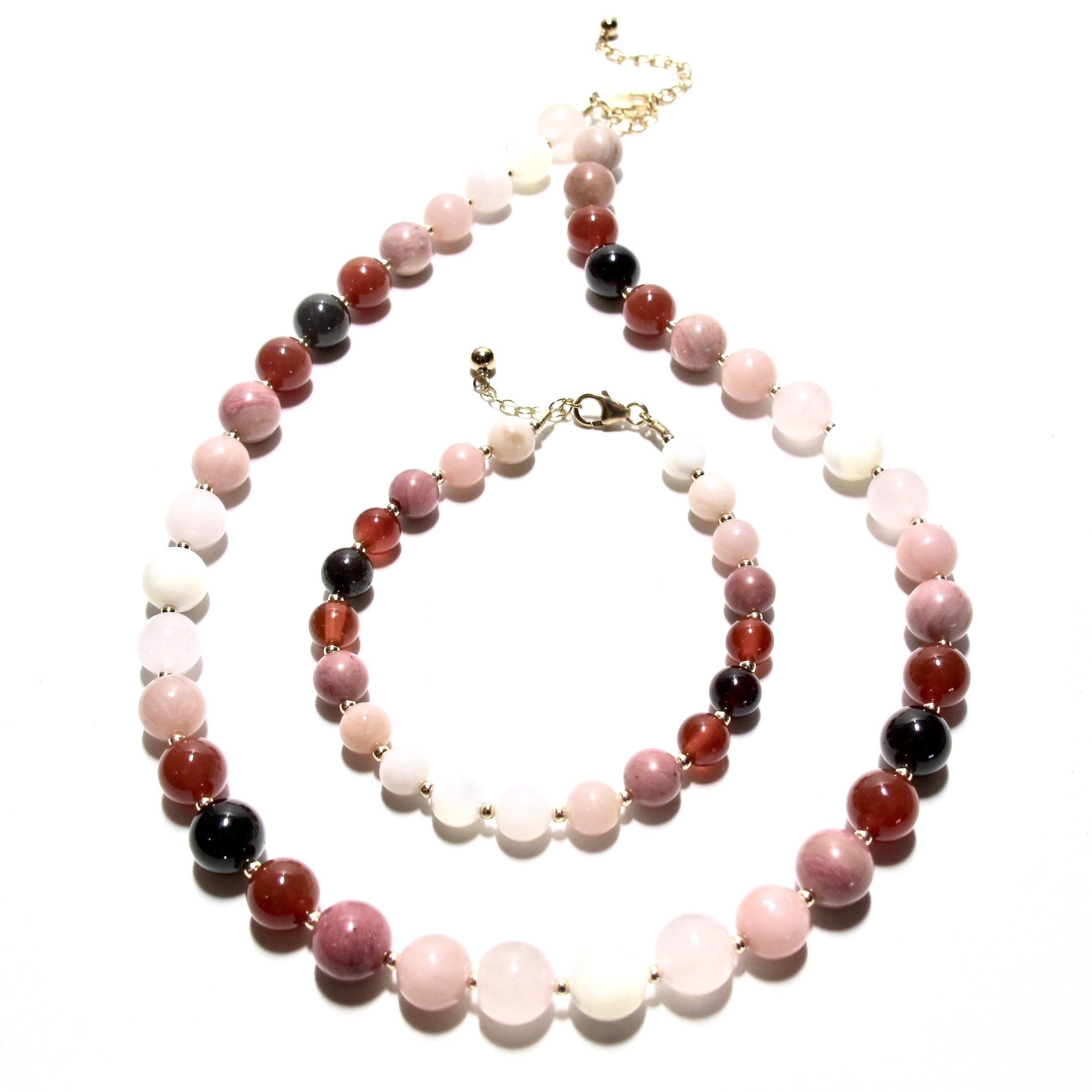 Sunset Bubblegum & Gold Beads Bracelet