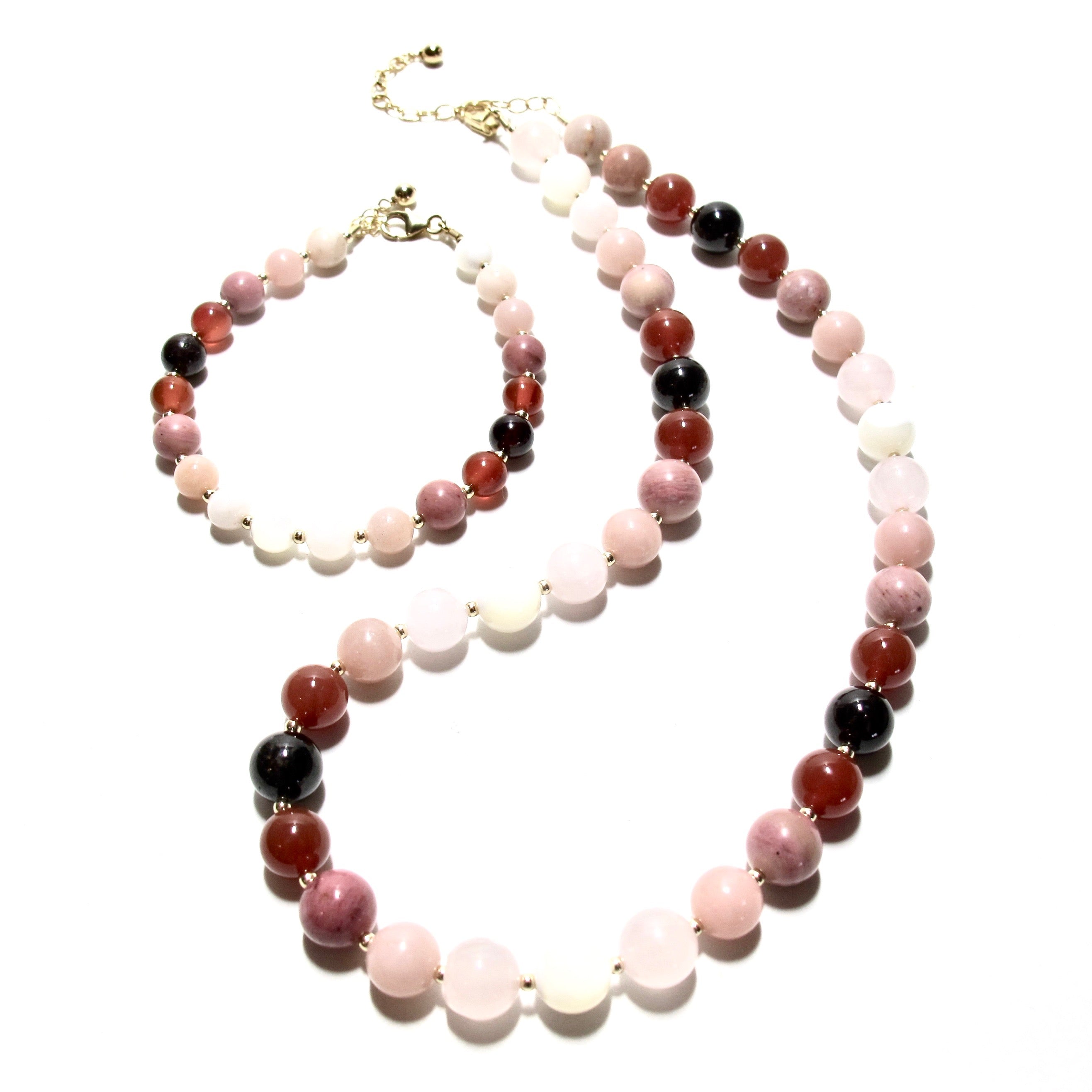 Sunset Bubblegum & Gold Beads Necklace