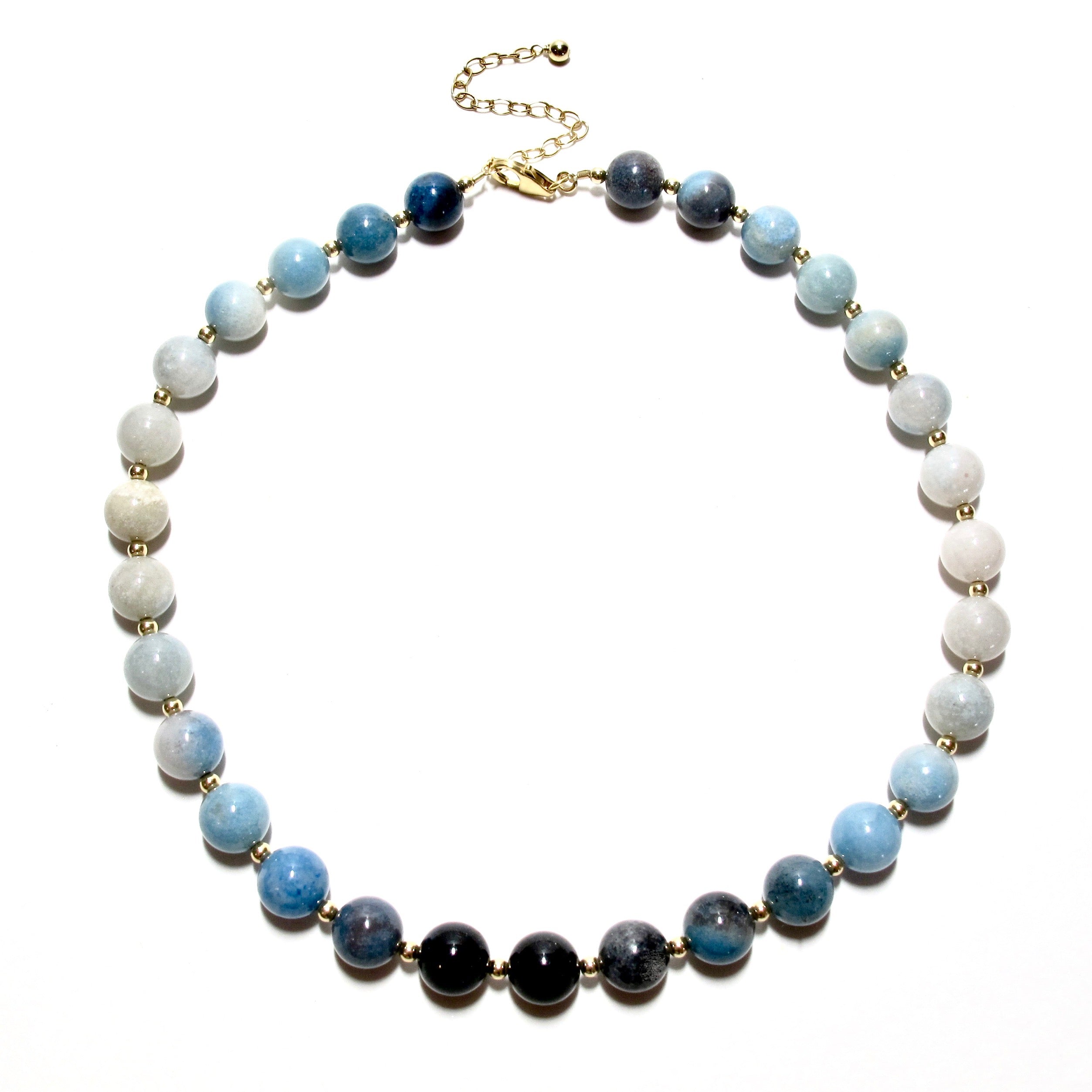 Ombre Trolleite Bubblegum & Gold Beads Necklace (2 Sizes)