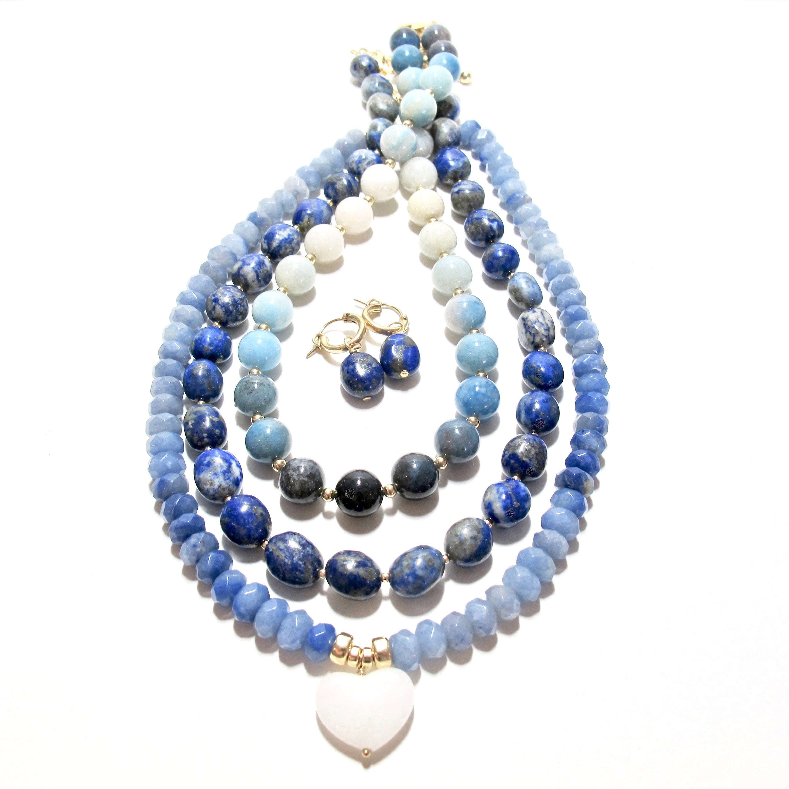 Ombre Trolleite Bubblegum & Gold Beads Necklace (2 Sizes)