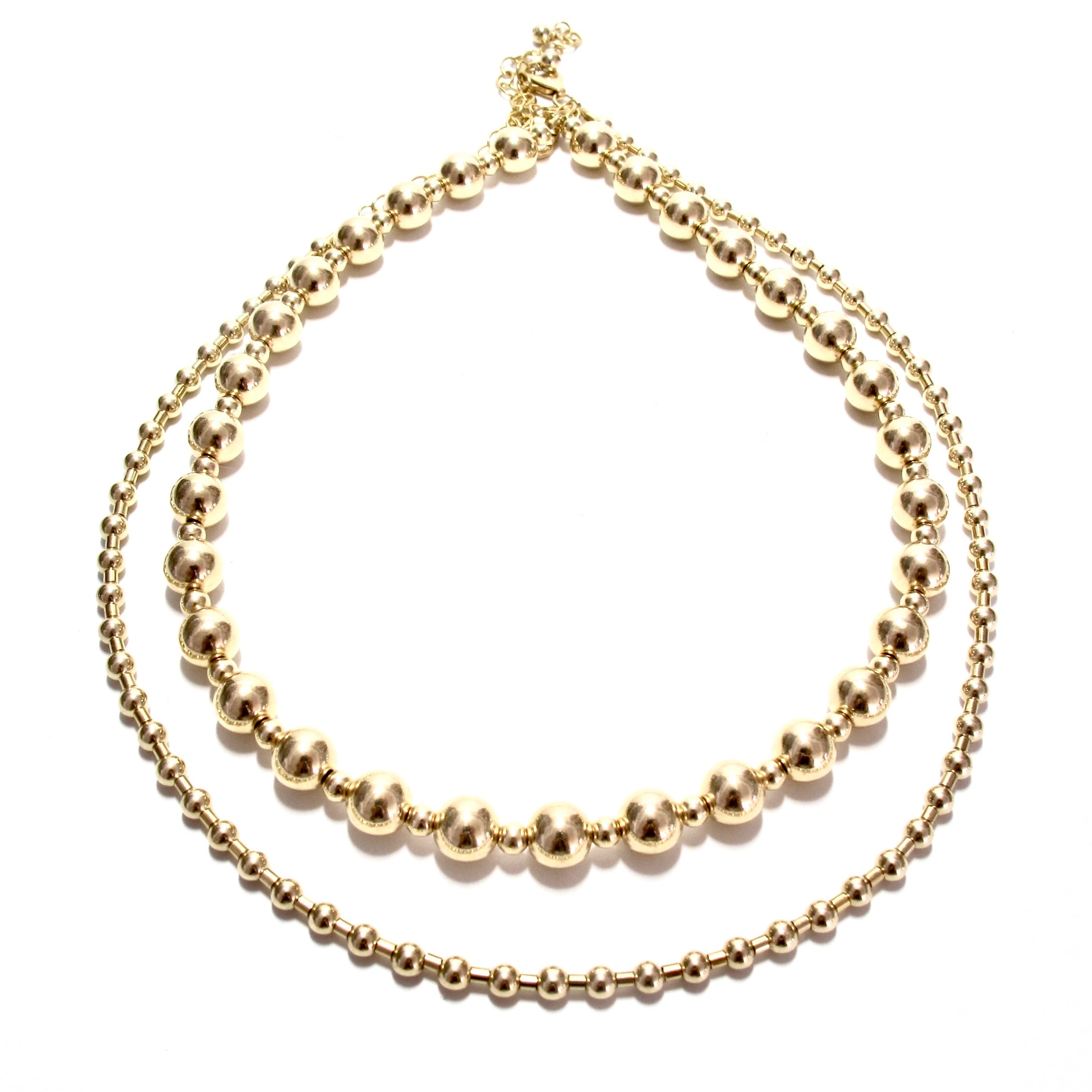 Gold Bead and Tube Necklace