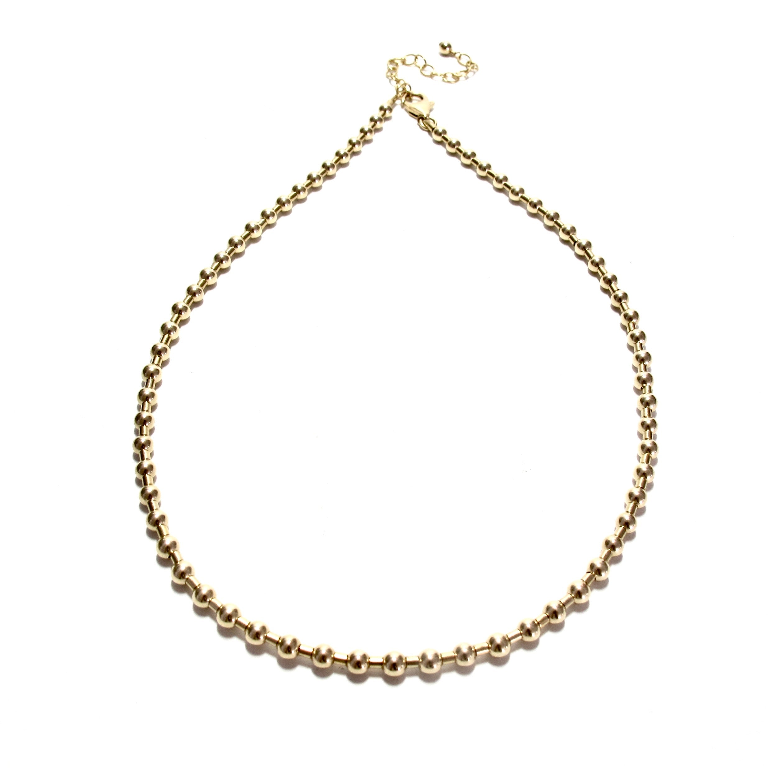 Gold Bead and Tube Necklace