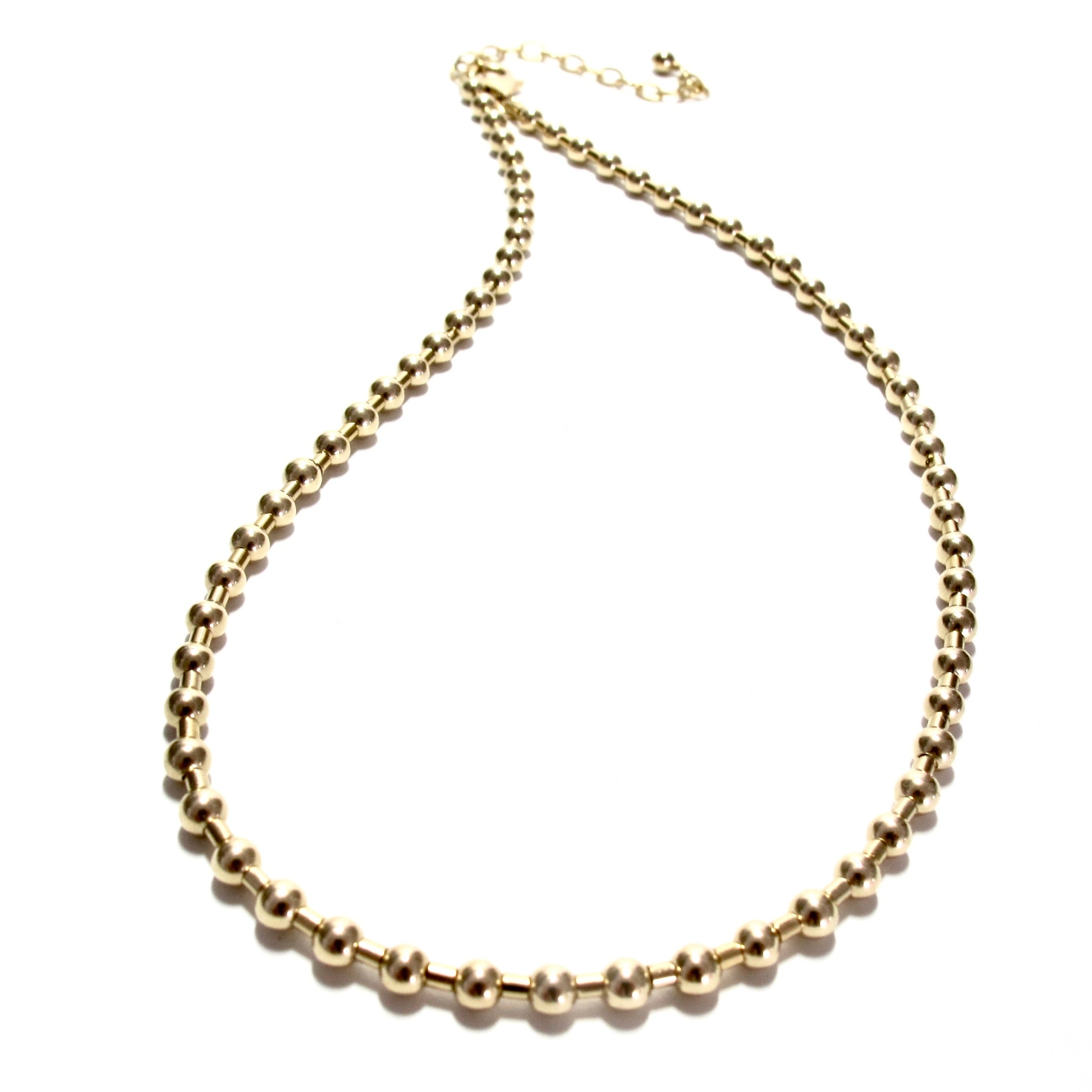 Gold Bead and Tube Necklace