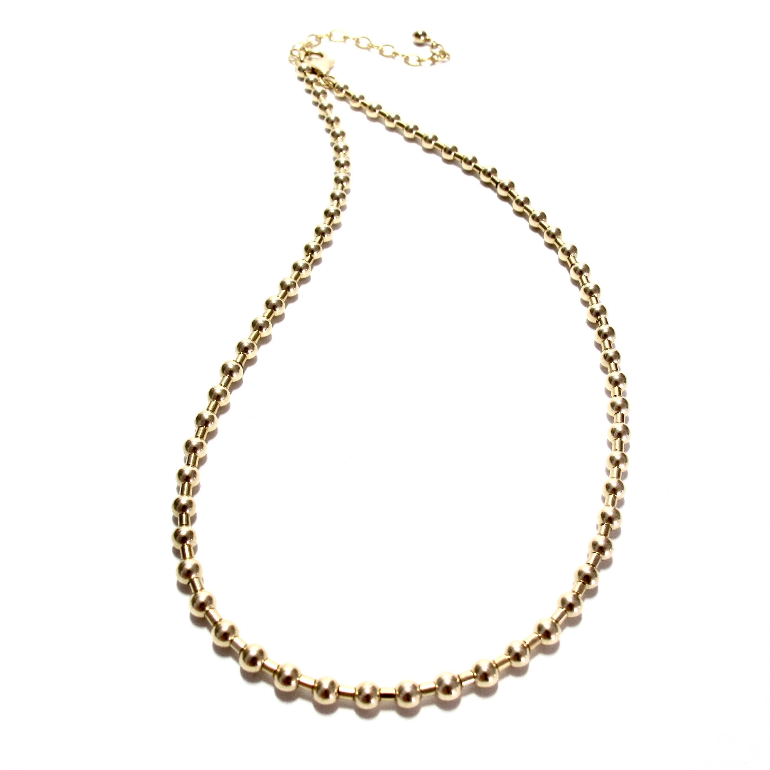 Gold Bead and Tube Necklace