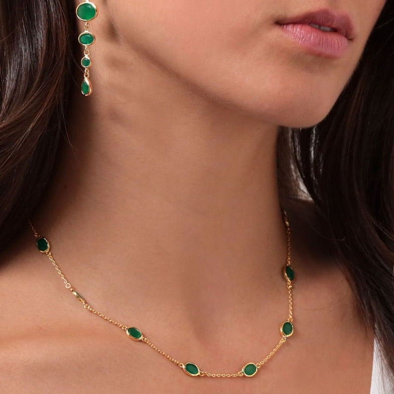 Marilyn Necklace in Gold with Green Onyx