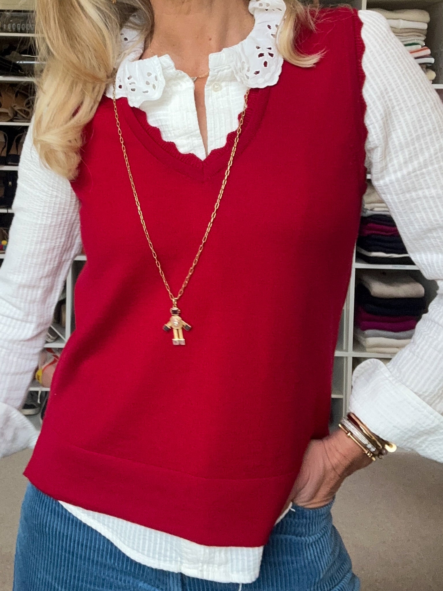 Boxy Vest - Cherry Red