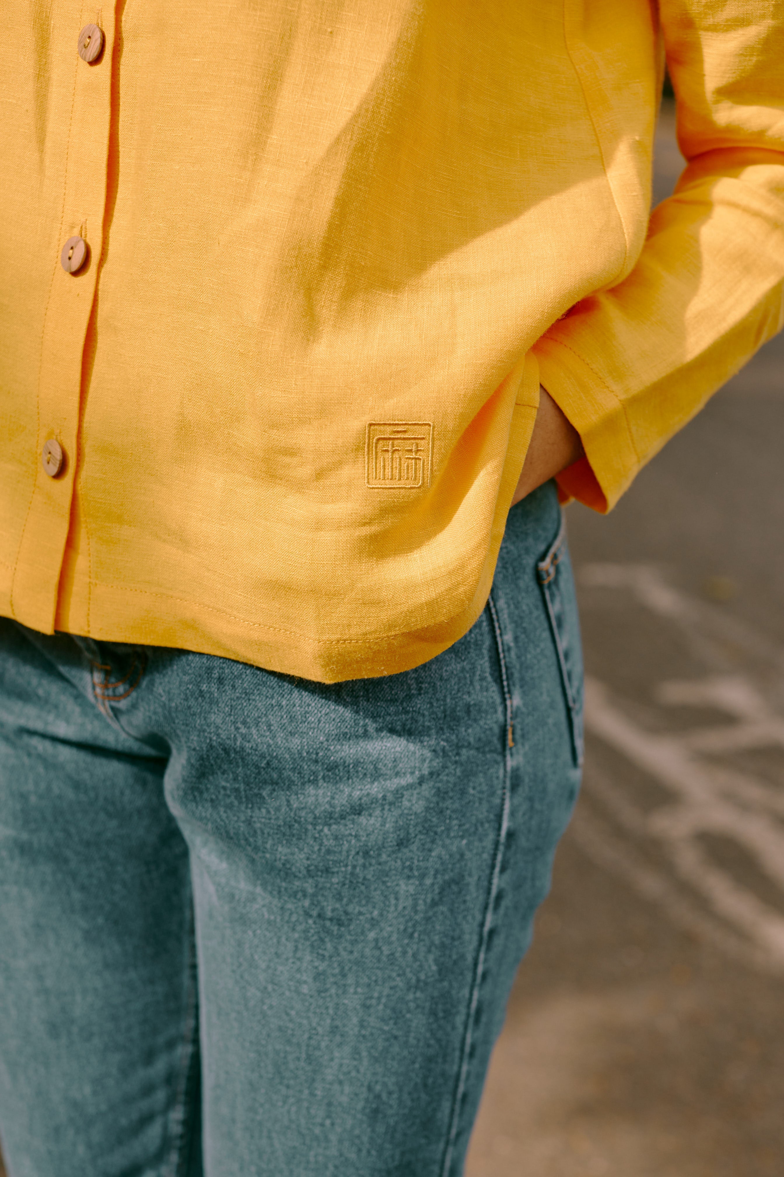 Claudine Linen Blouse  - Marigold